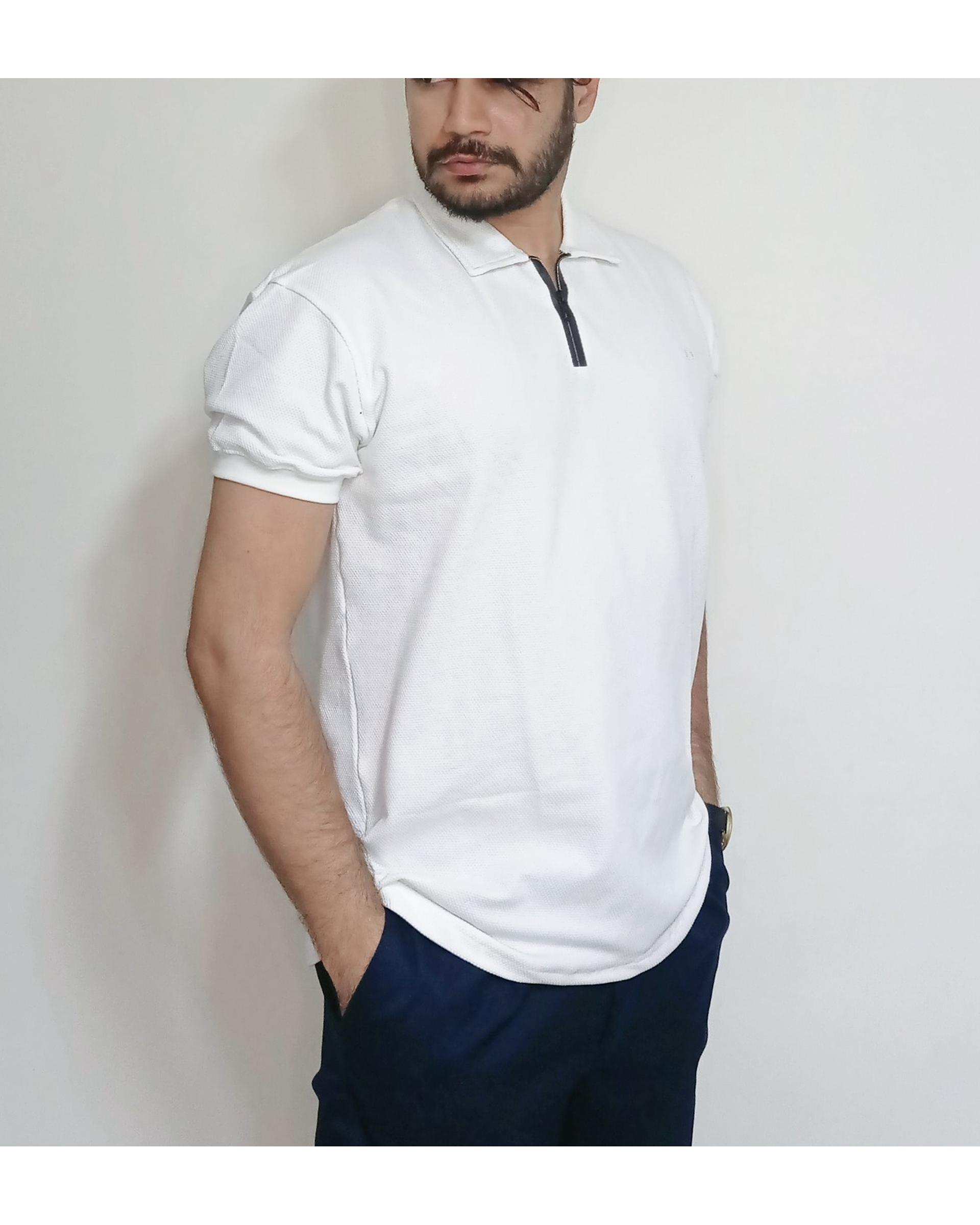 پولوشرت مردانه نخی بیسکوئیتی سفید دیورسو Diverso کد 4404