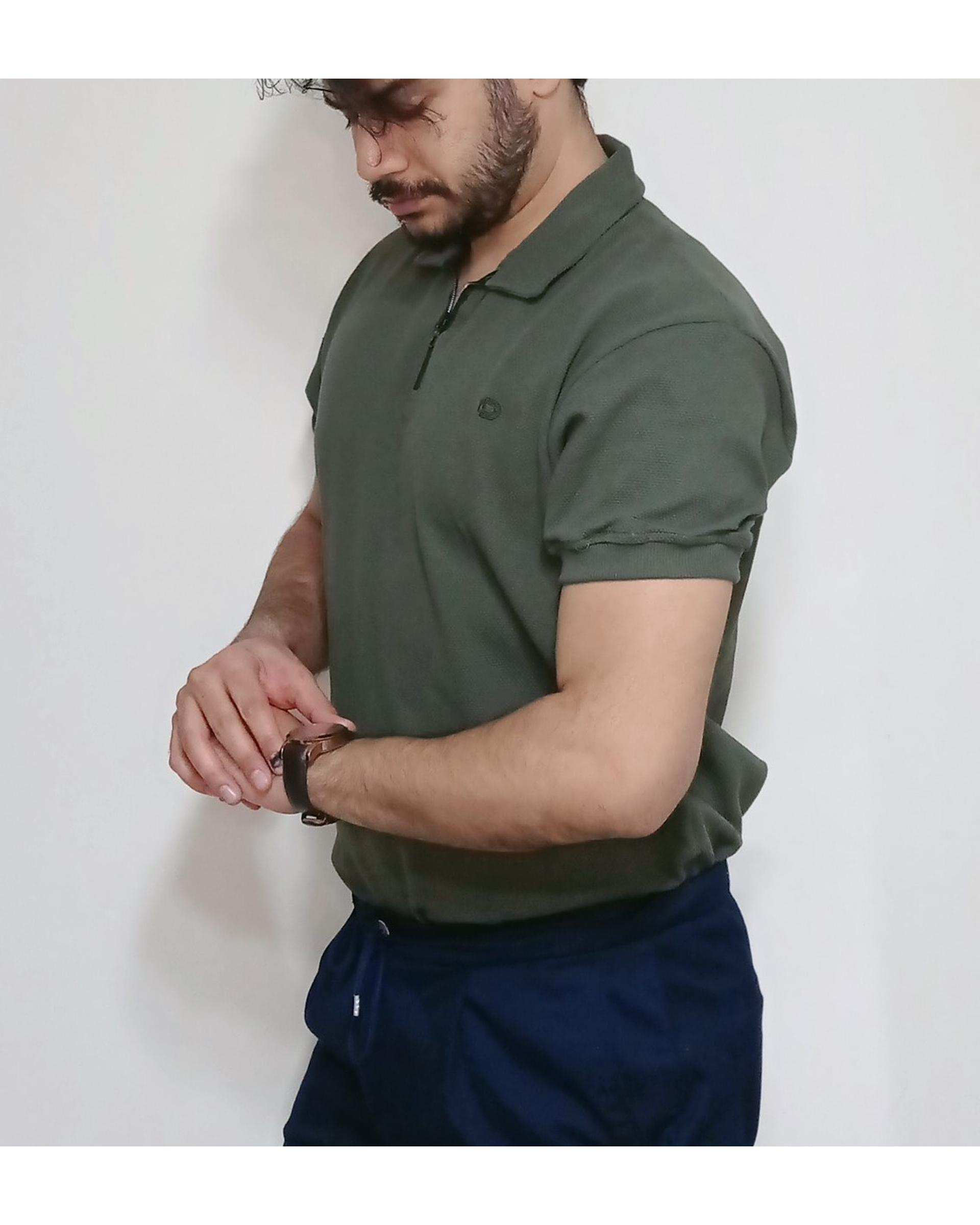 پولوشرت مردانه نخی بیسکوئیتی سبز دیورسو Diverso کد 4405