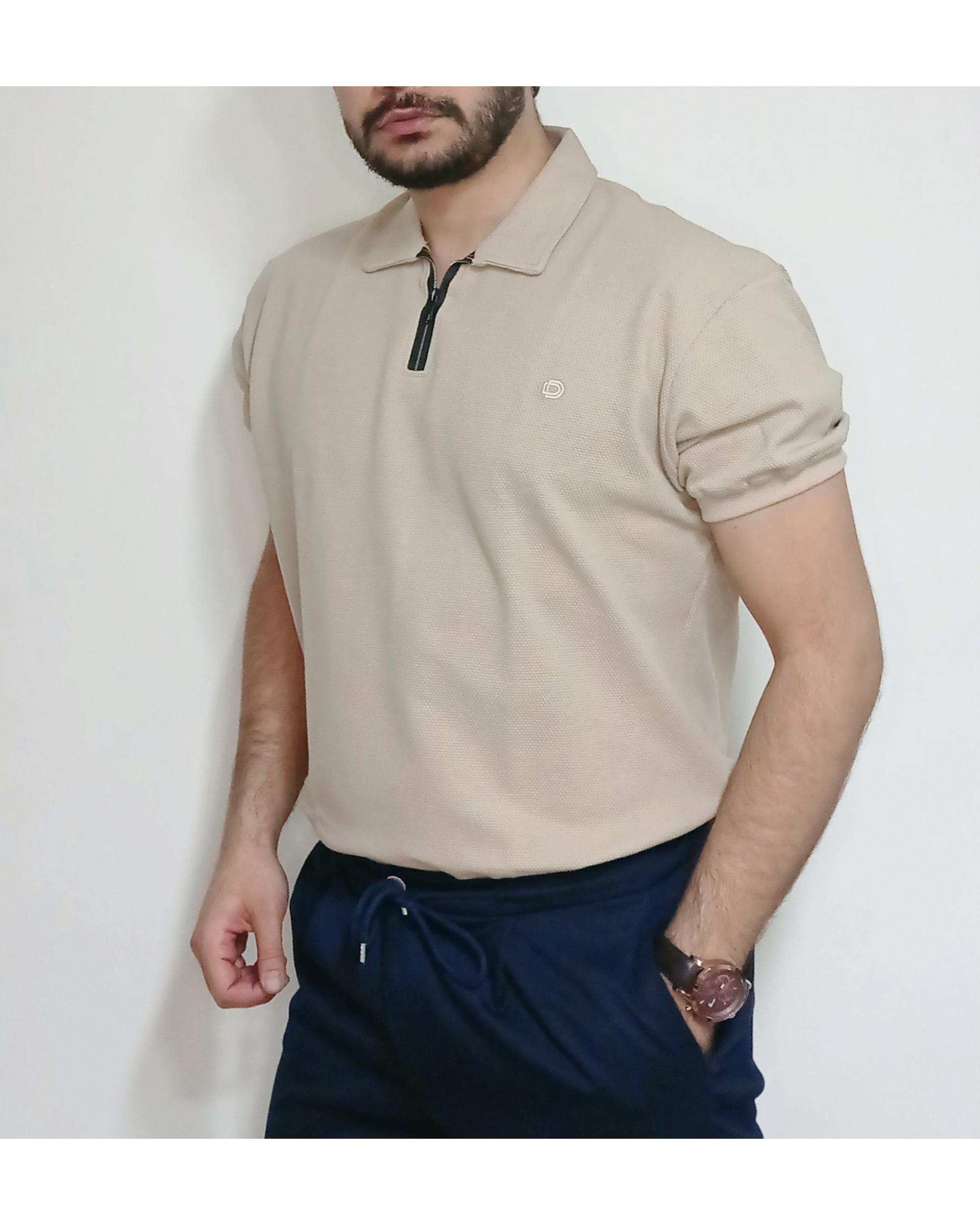 پولوشرت مردانه نخی بیسکوئیتی کرم دیورسو Diverso کد 4408