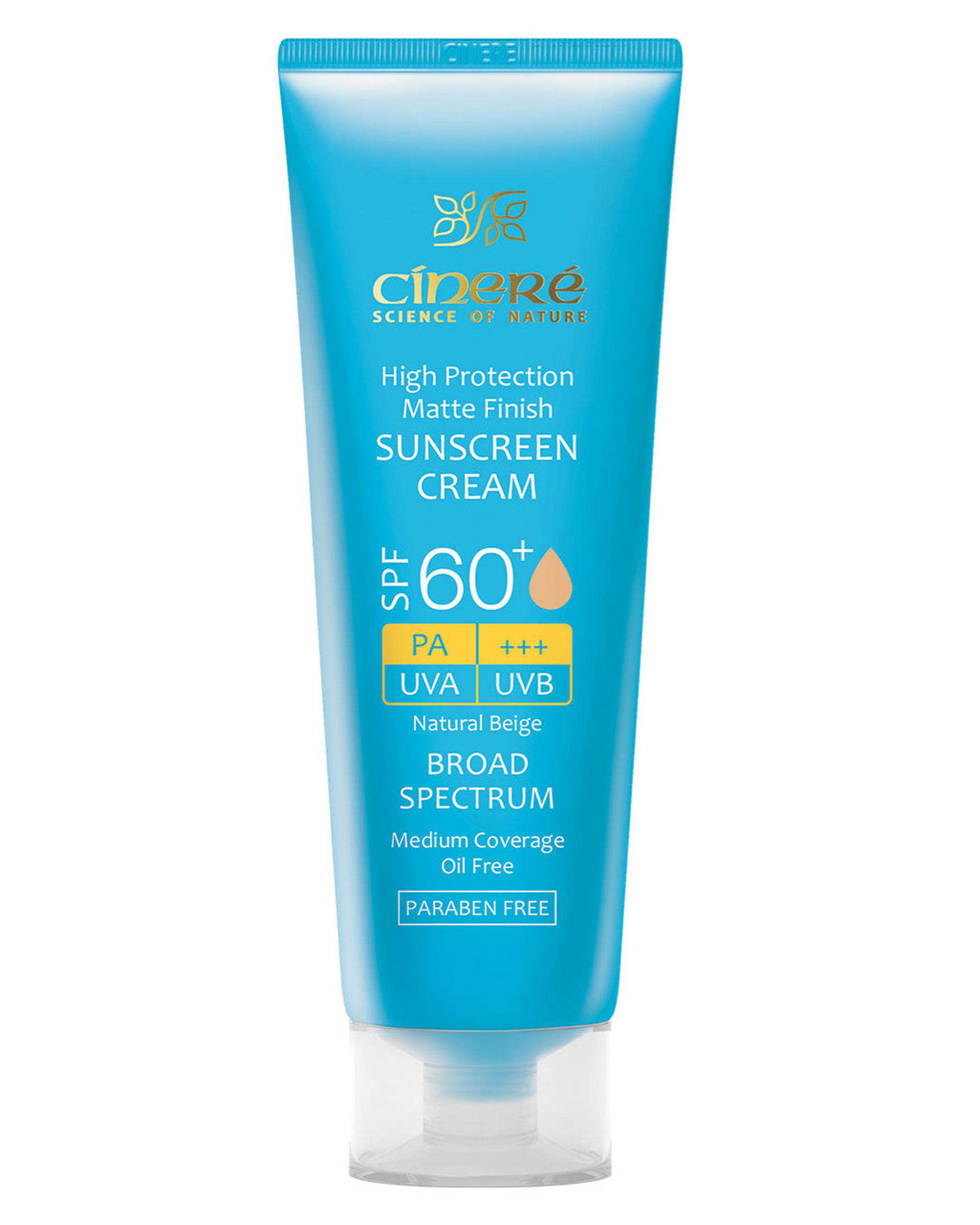 کرم ضد آفتاب رنگی SPF60 فاقد چربی سینره Cinere رنگ بژ طبیعی