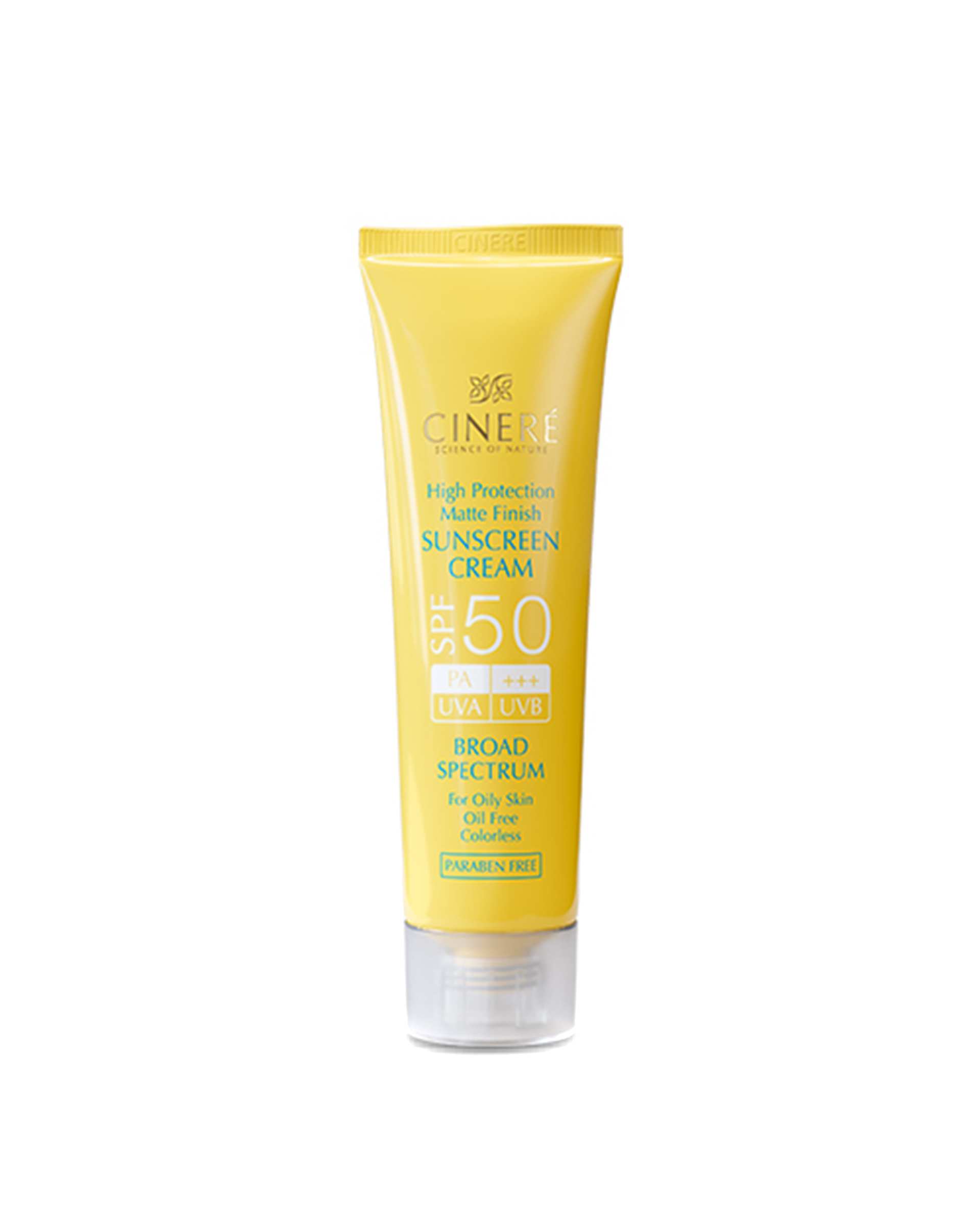 کرم ضد آفتاب بی رنگ SPF50 سینره Cinere مناسب پوست چرب 50ml