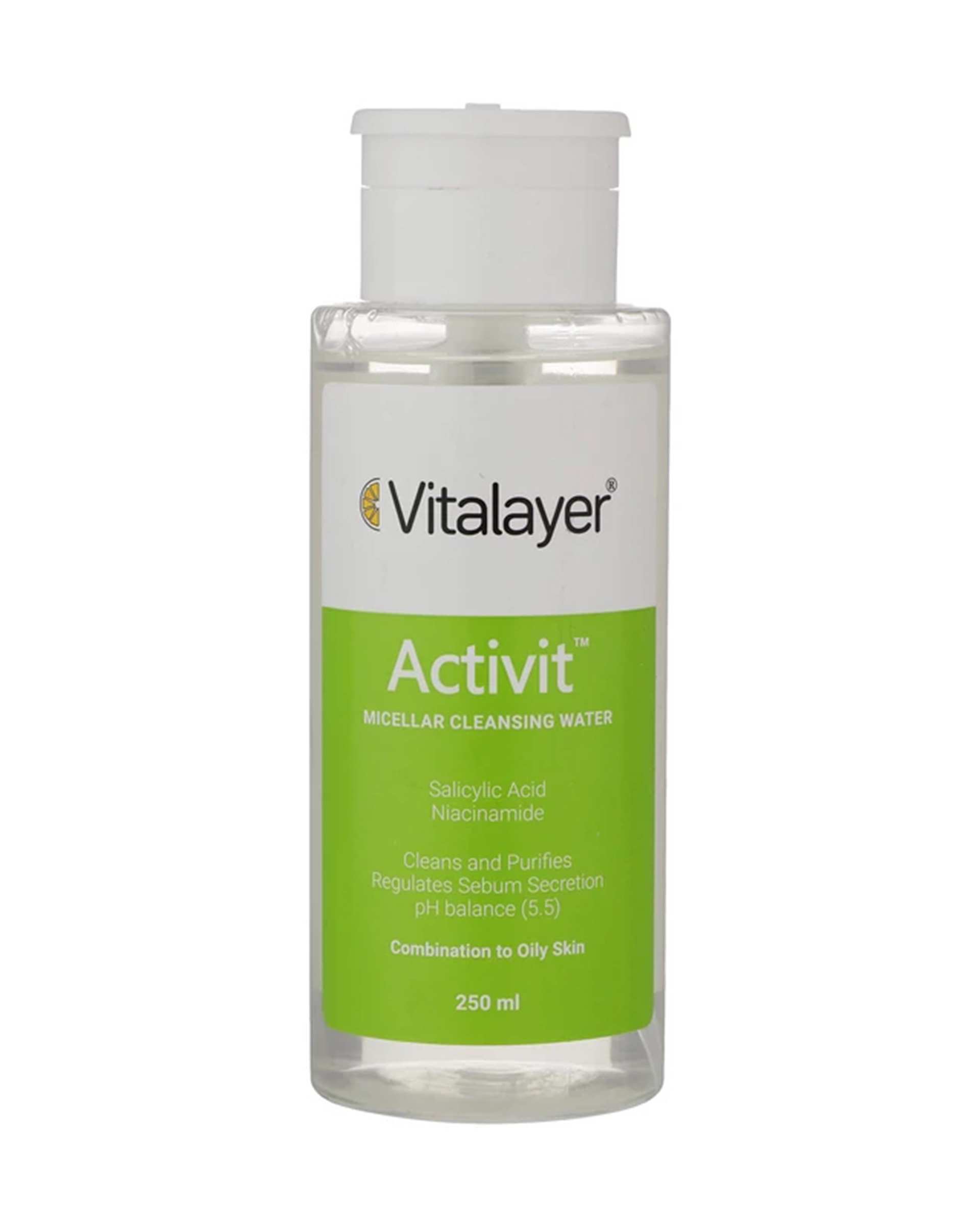 محلول پاک کننده آرایش پوست چرب ویتالیر Vitalayer حجم 250ml