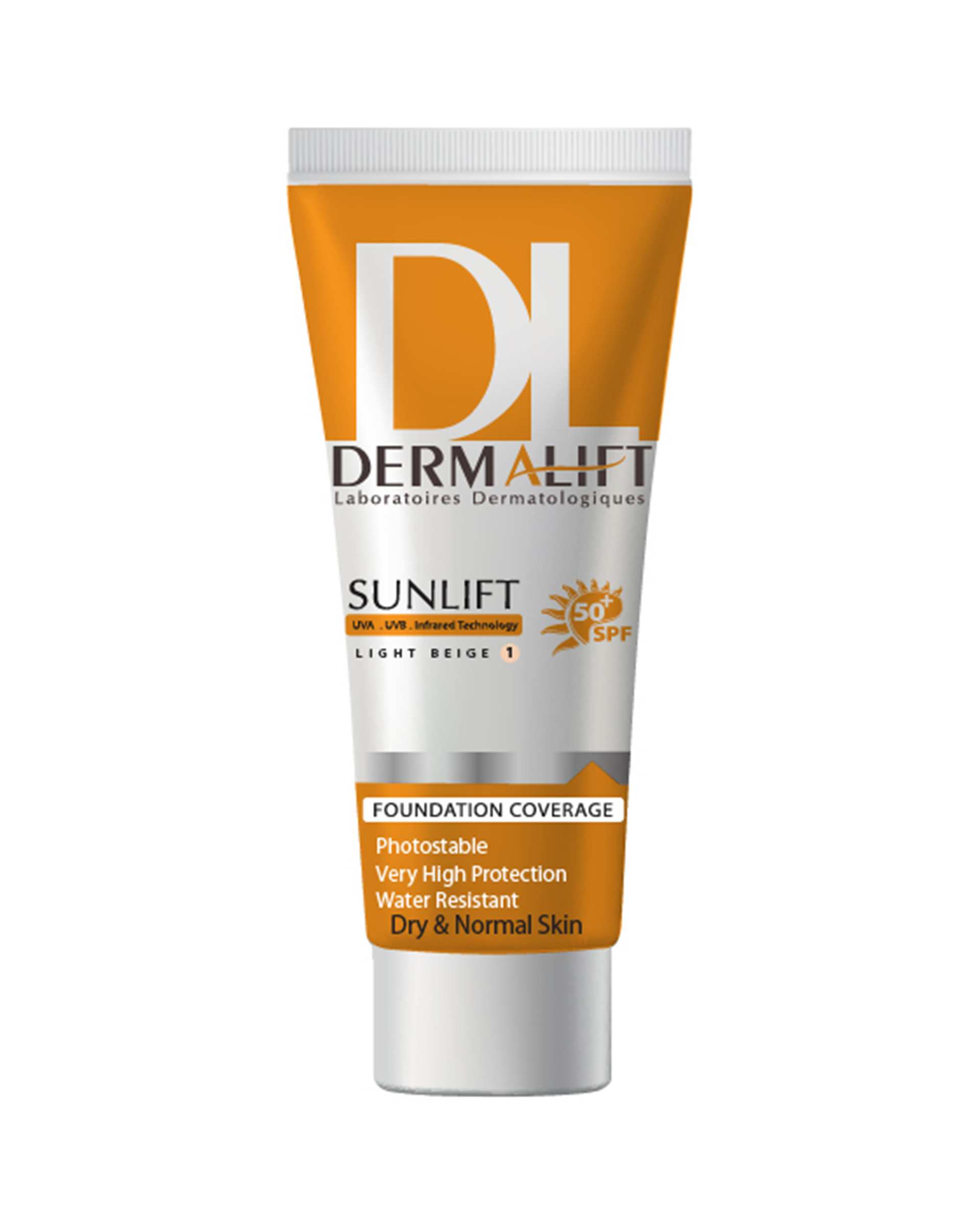 کرم ضد آفتاب رنگی SPF50 درمالیفت Dermalift مناسب پوست معمولی و خشک رنگ بژ روشن 40ml