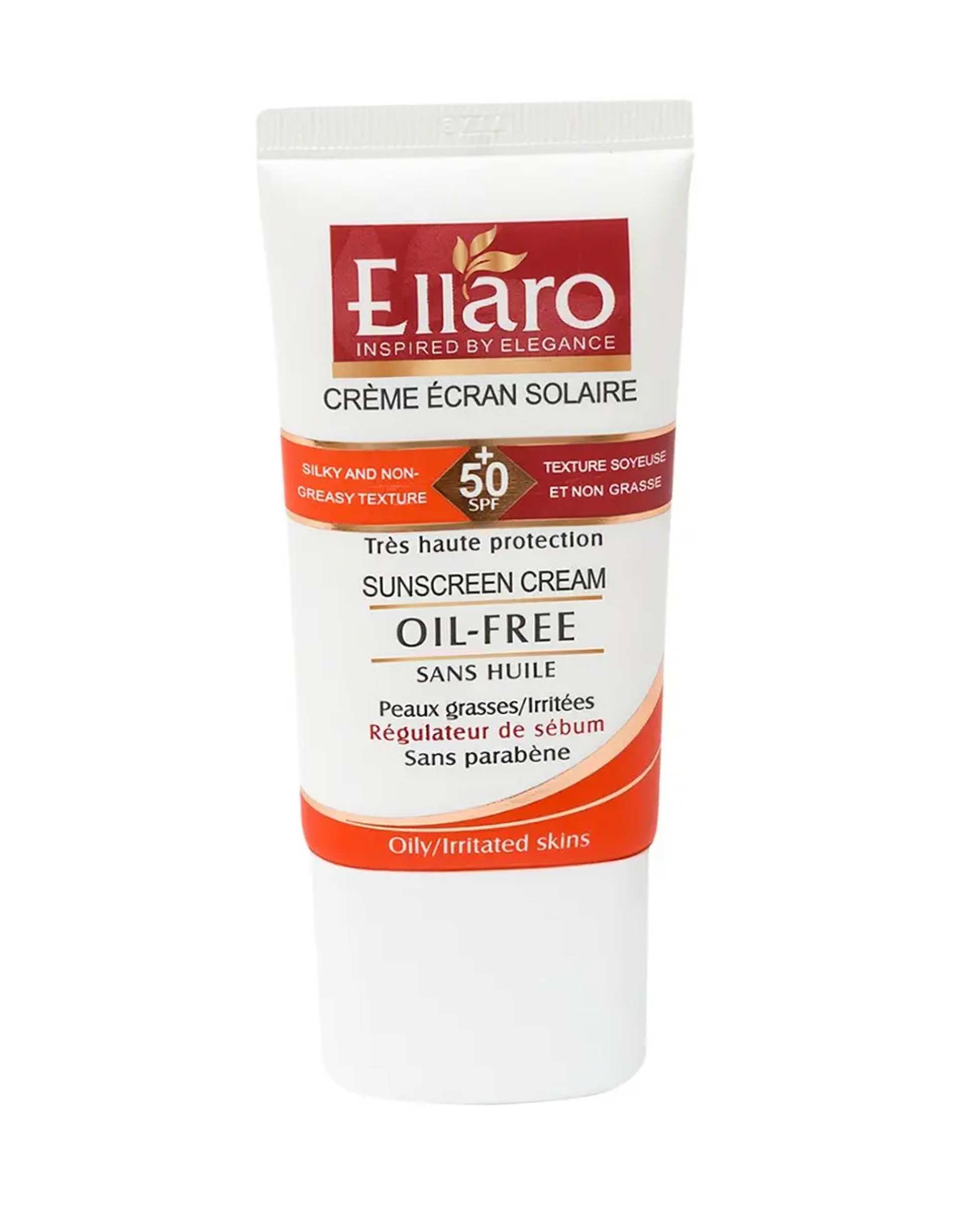 کرم ضد آفتاب بی رنگ SPF50 فاقد چربی الارو Ellaro