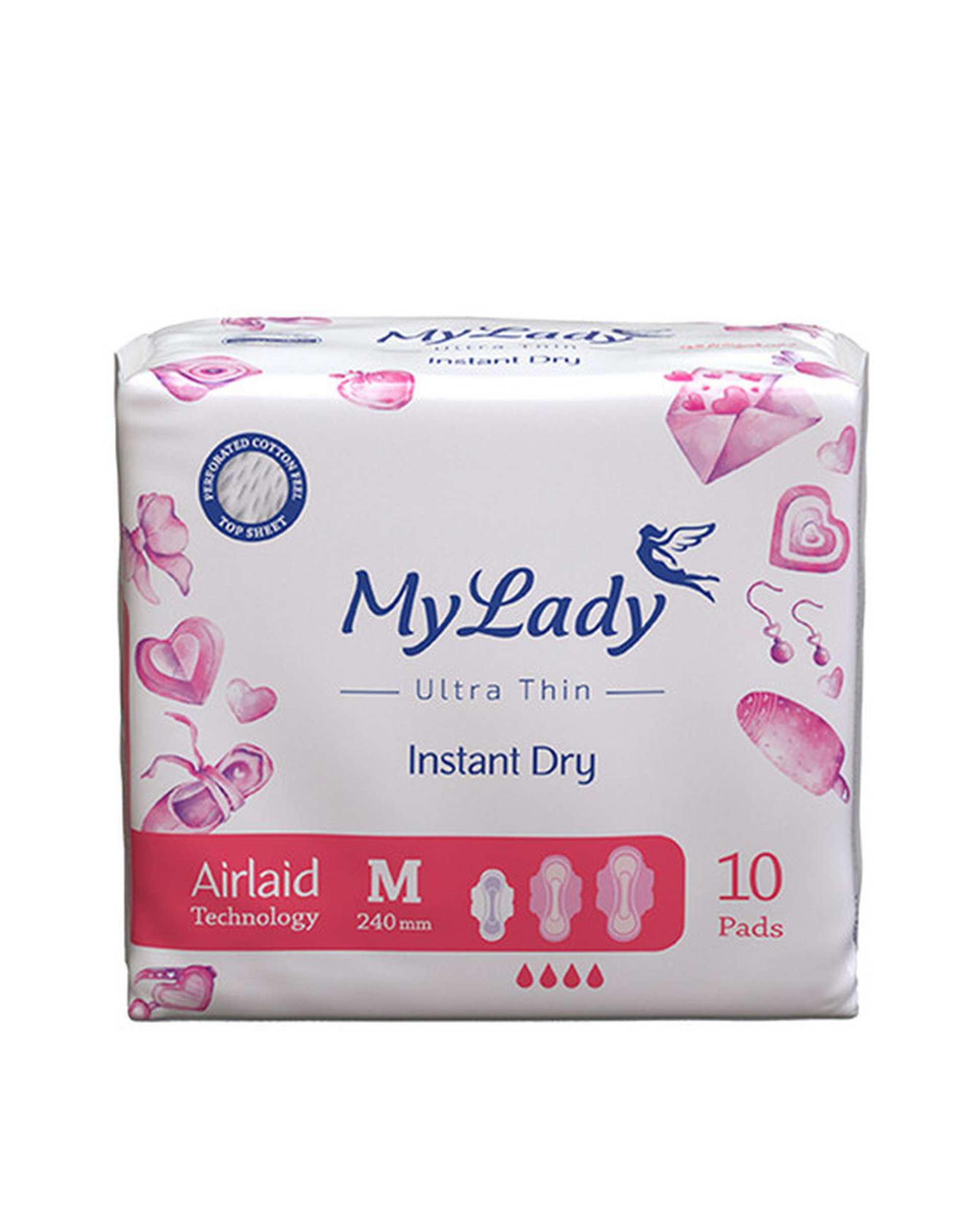 نوار بهداشتی مای لیدی My Lady اولترا مدل Instant Dry سایز متوسط بسته 10 عددی