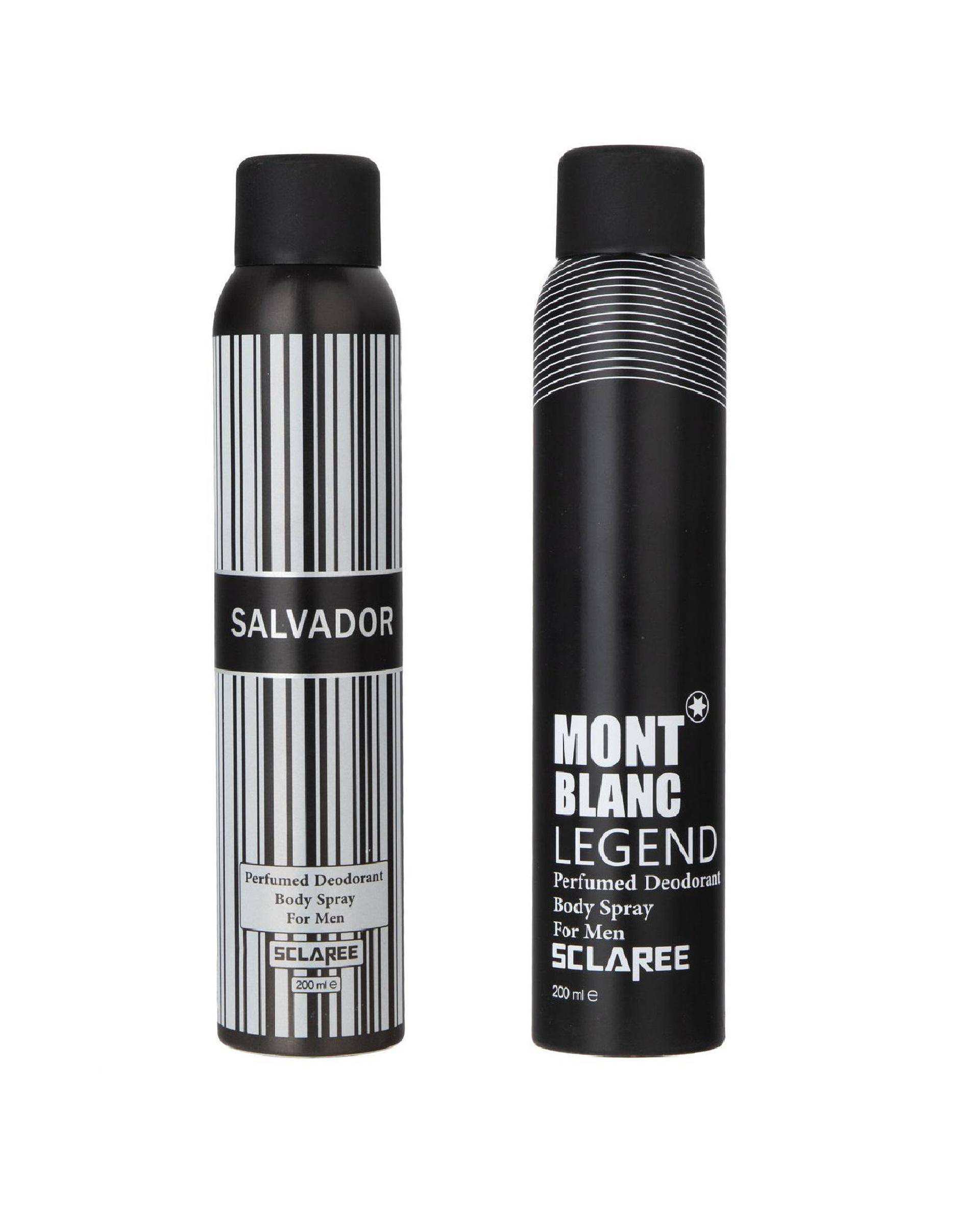 اسپری بدن مردانه مدل Salvador به همراه اسپری بدن مردانه مدل Mont Blanc اسکلاره Sclaree حجم 200ml بسته 2 عددی