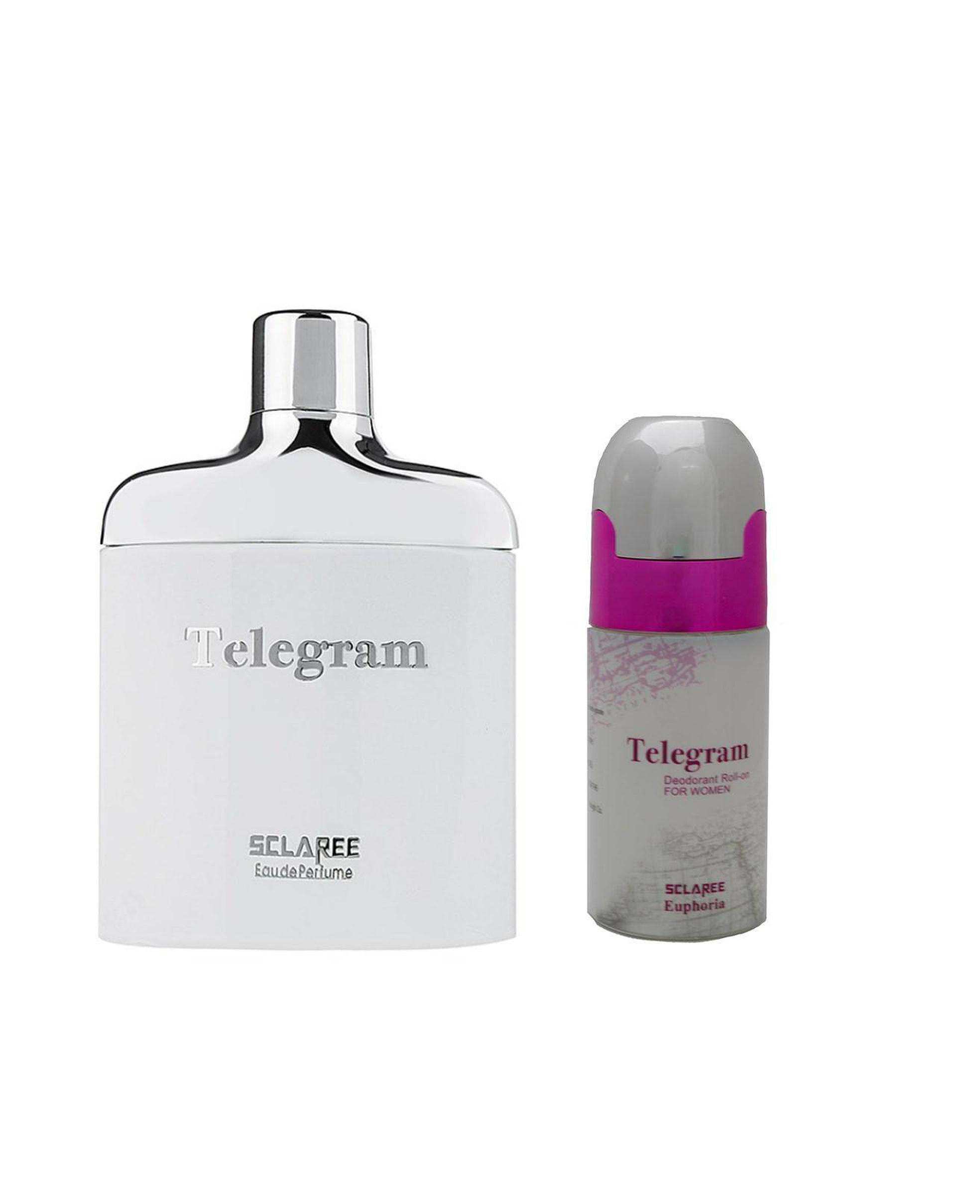 عطر زنانه مدل Telegram حجم 85ml به همراه مام رول ضد تعریق زنانه مدل Telegram اسکلاره Sclaree