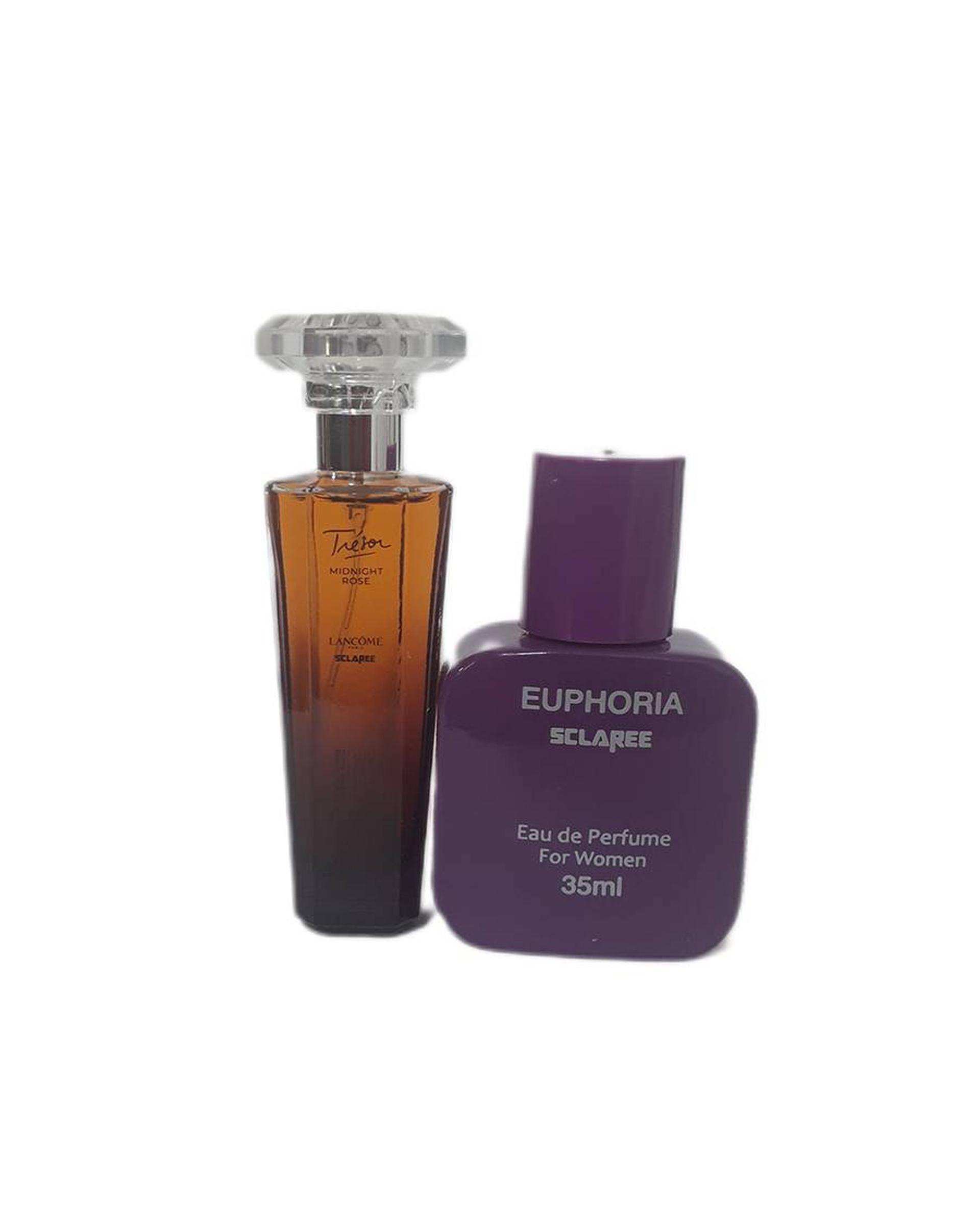 عطر جیبی زنانه مدل Lancome Tresor Midnight Rose حجم 30ml به همراه عطر جیبی زنانه Euphoria حجم 35ml اسکلاره Sclaree