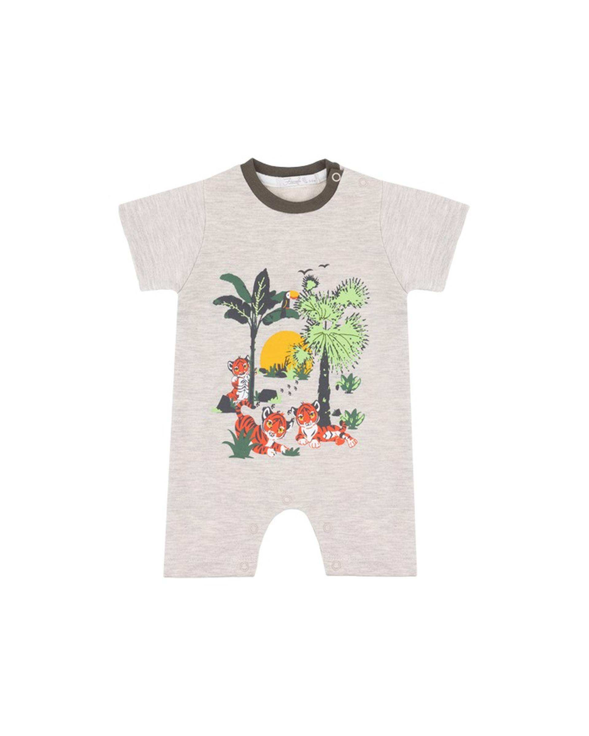 بادی پسرانه نوزادی آستین کوتاه طوسی فیورلا Fiorella مدل شهسان کد 23042