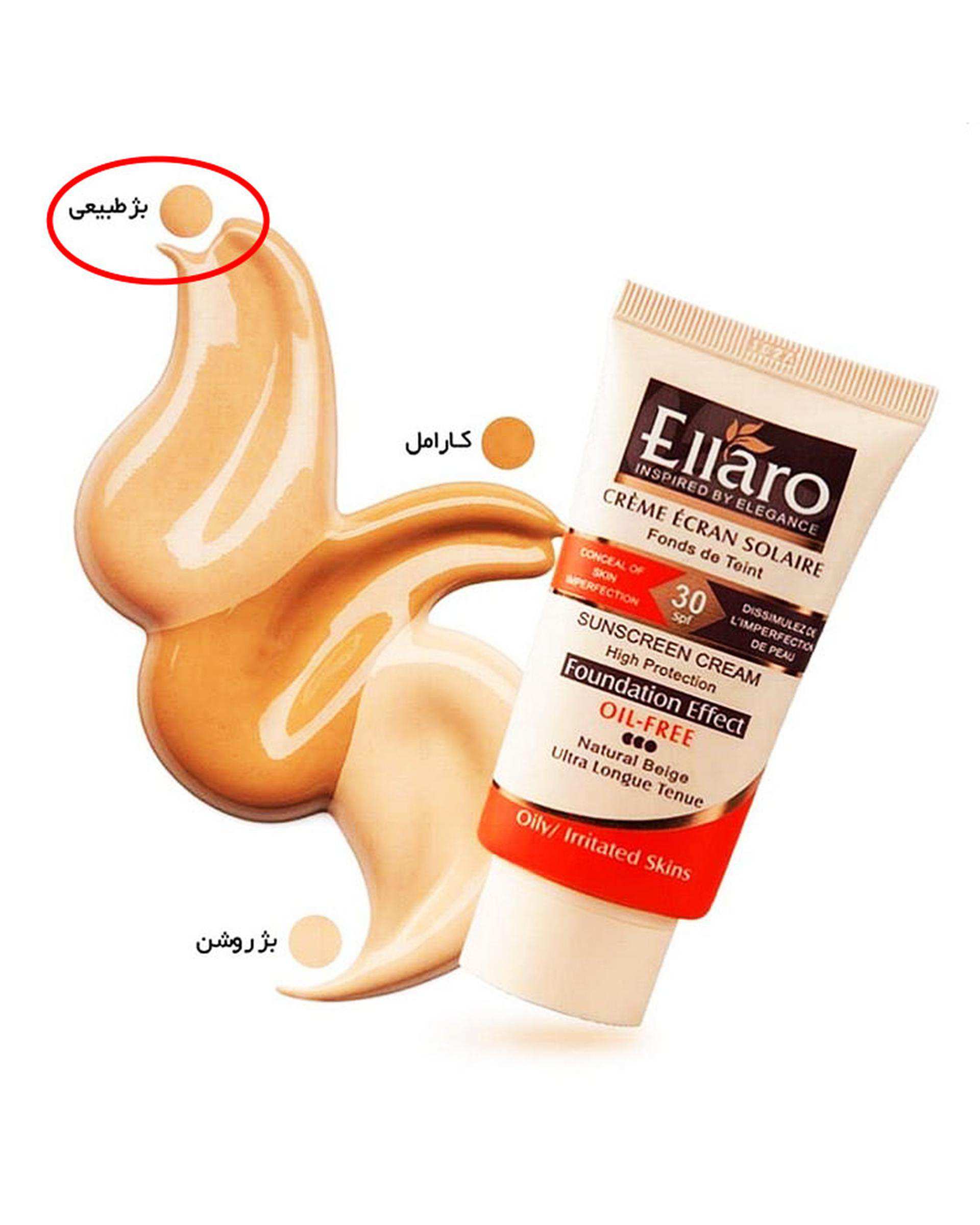 کرم ضد آفتاب کرم پودری رنگی SPF25 الارو Ellaro مناسب انواع پوست رنگ بژ طبیعی 40ml