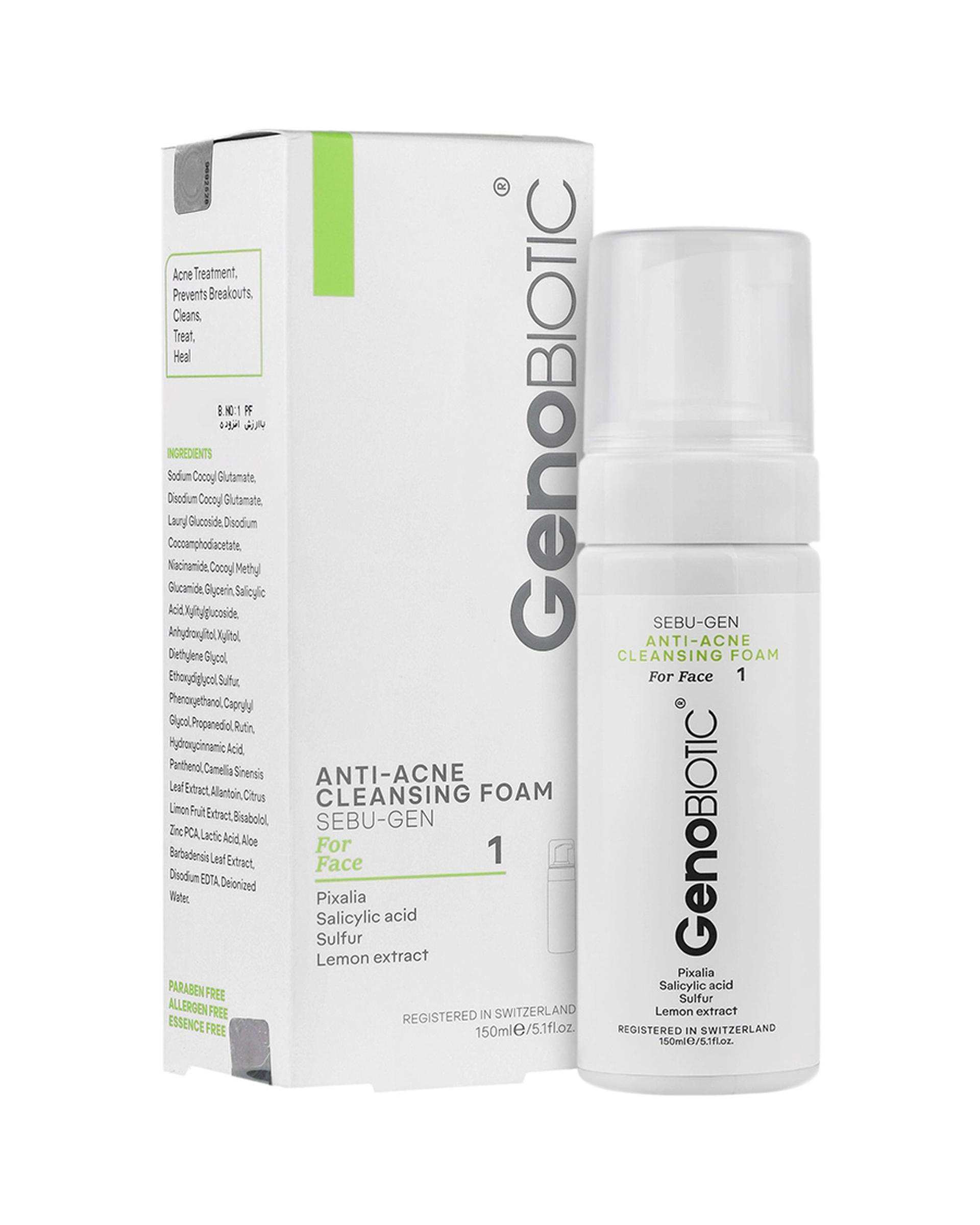 فوم شستشوی صورت ژنوبایوتیک Genobiotic مناسب پوست های چرب و مستعد آکنه ۱۵۰ml