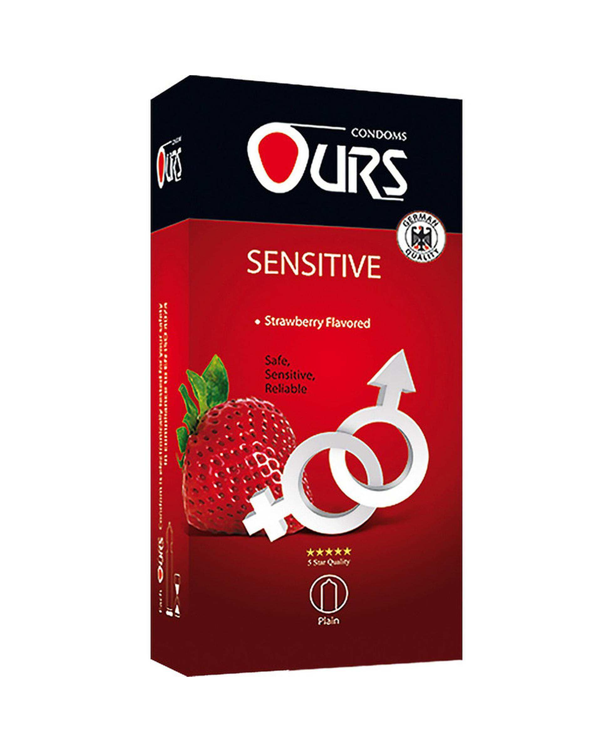 کاندوم تاخیری ساده اورز Ours مدل Sensitive بسته 12 عددی