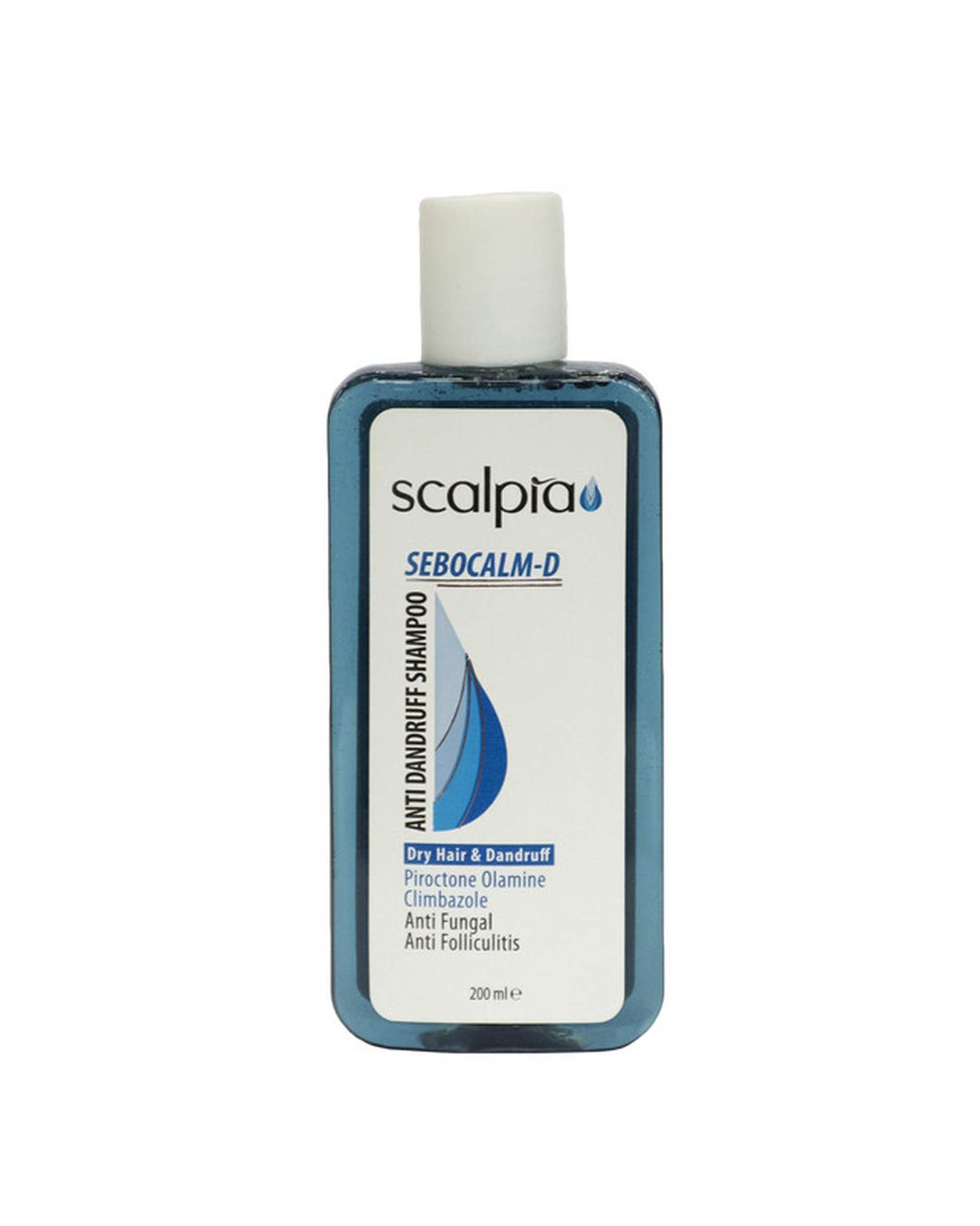 شامپو ضد شوره موهای خشک اسکالپیا Scalpia مدل Sebocalm D حجم 200ml