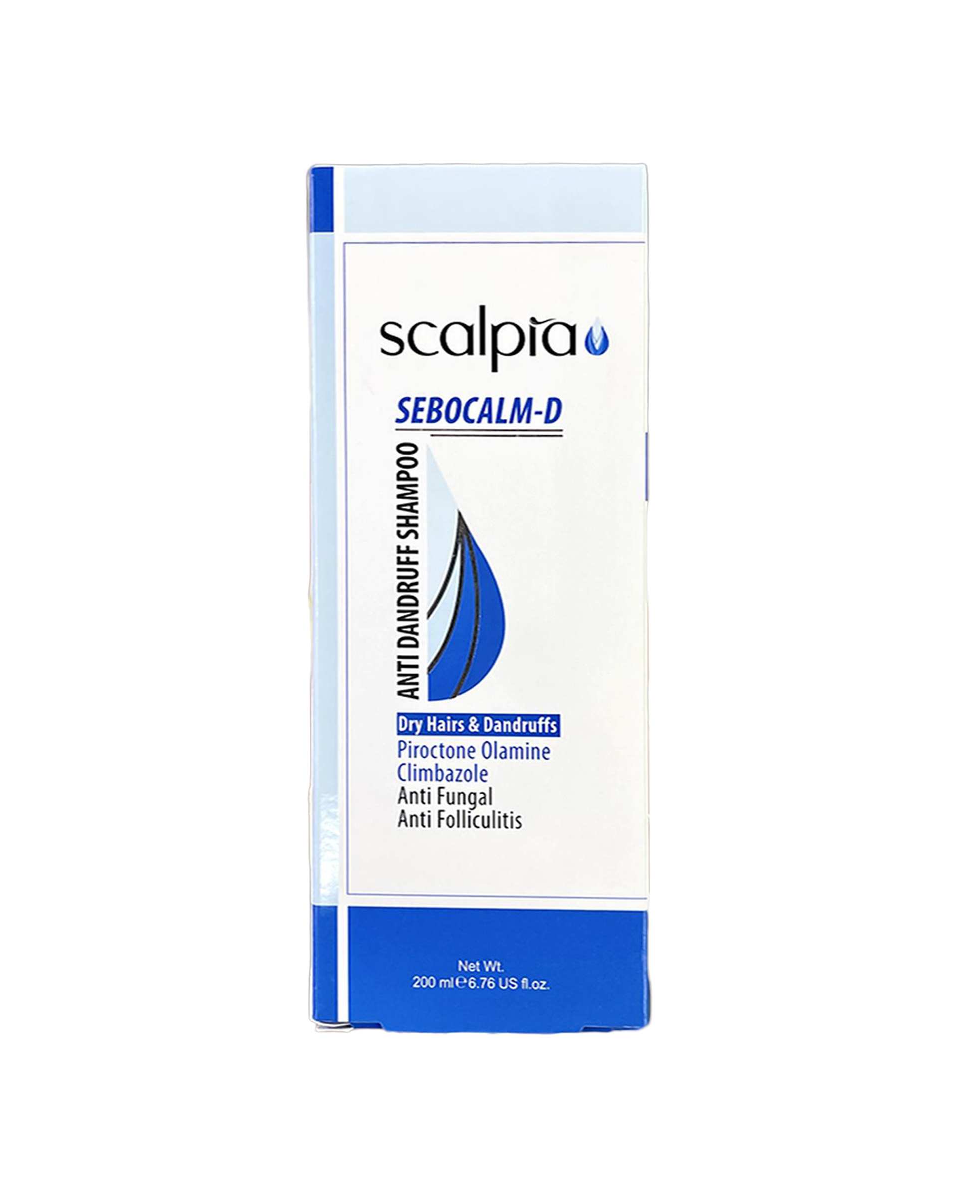 شامپو ضد شوره موهای خشک اسکالپیا Scalpia مدل Sebocalm D حجم 200ml