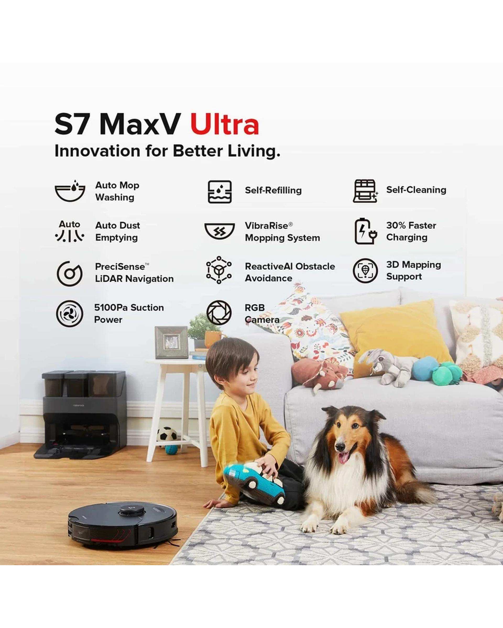 جارو رباتیک مشکی شیائومی مدل Roborock S7 Max Ultra