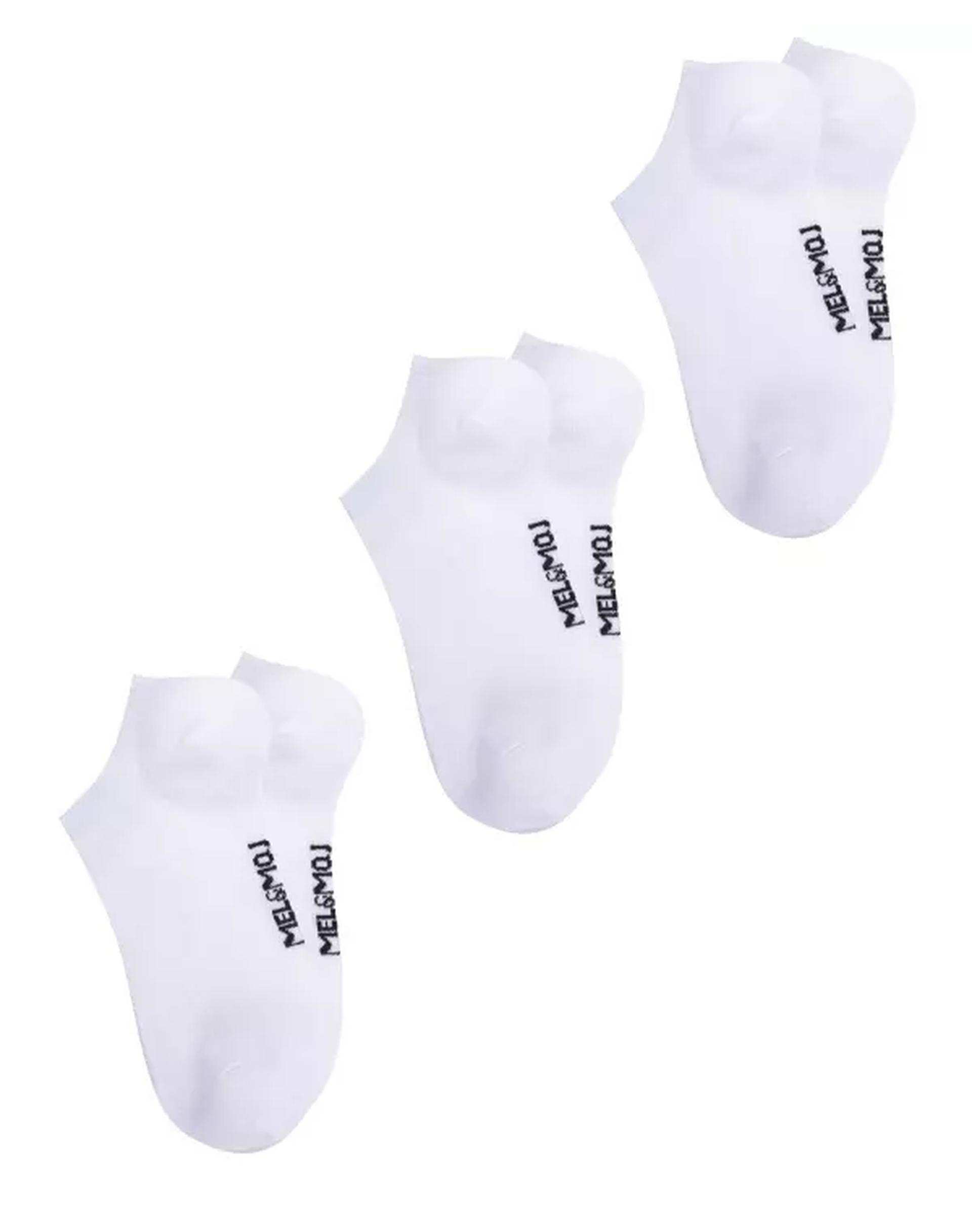جوراب زنانه ورزشی سفید مل اند موژ Mel & Moj کد W08474-002 بسته سه عددی