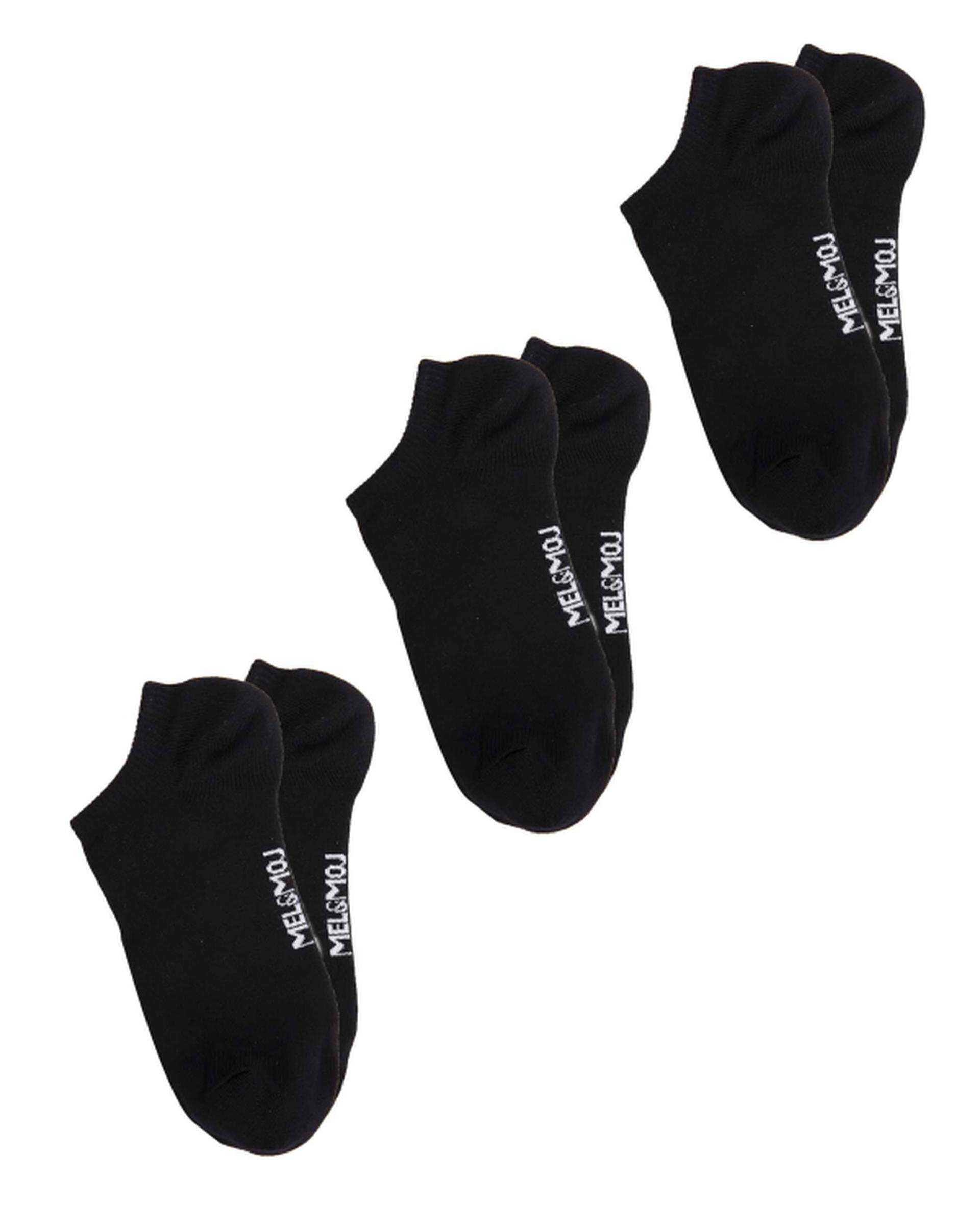 جوراب زنانه ورزشی مشکی مل اند موژ Mel & Moj کد W08474-001 بسته سه عددی