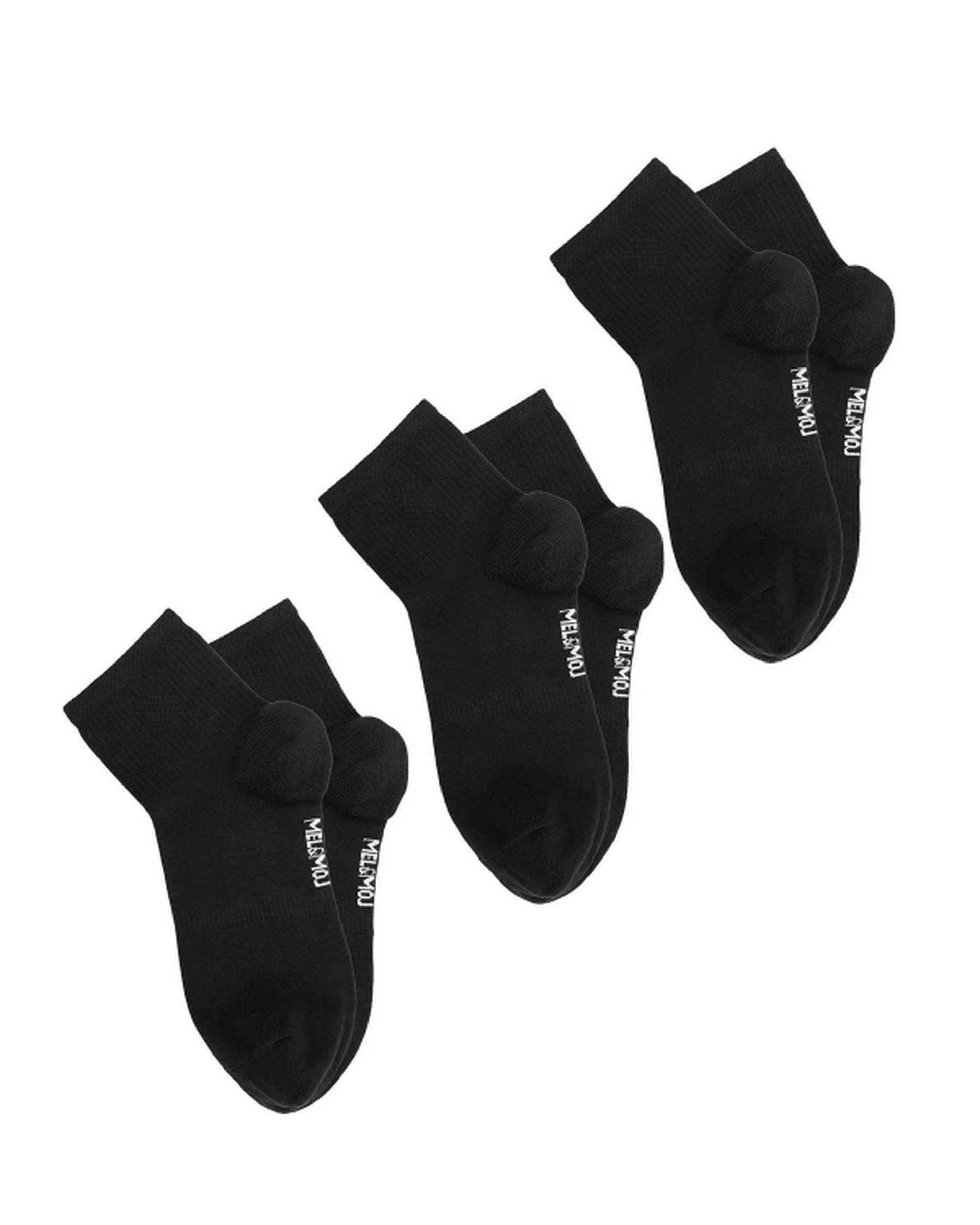 جوراب مردانه ورزشی مشکی مل اند موژ Mel & Moj کد M08467-001 بسته سه عددی