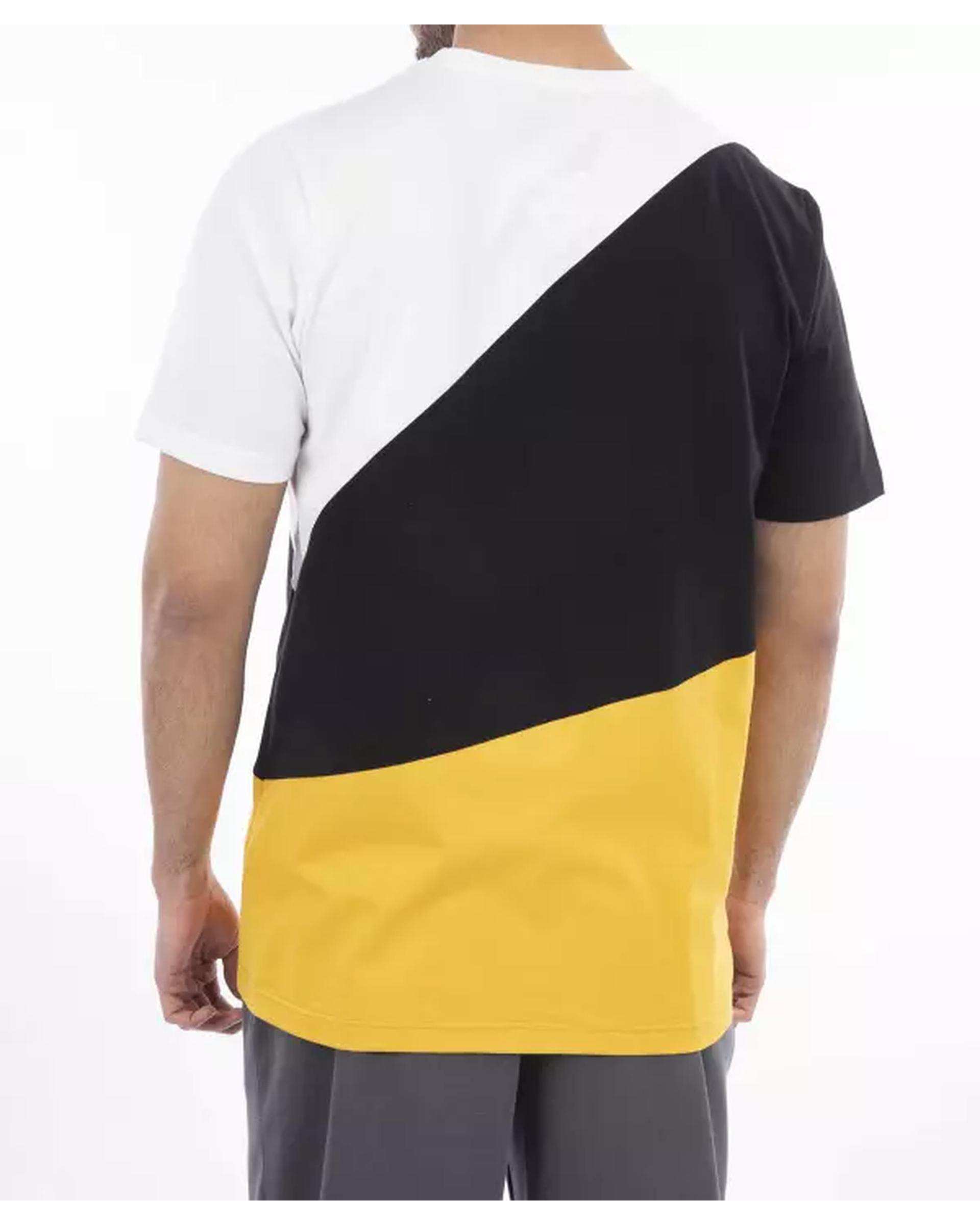 تی شرت مردانه ورزشی سفید زرد مل اند موژ Mel & Moj کد M08332-002