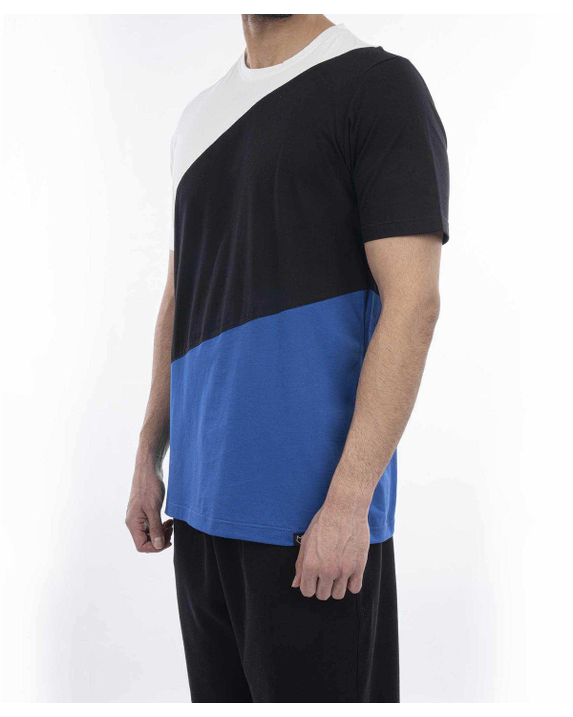 تی شرت مردانه ورزشی سفید آبی مل اند موژ Mel & Moj کد M08332-004