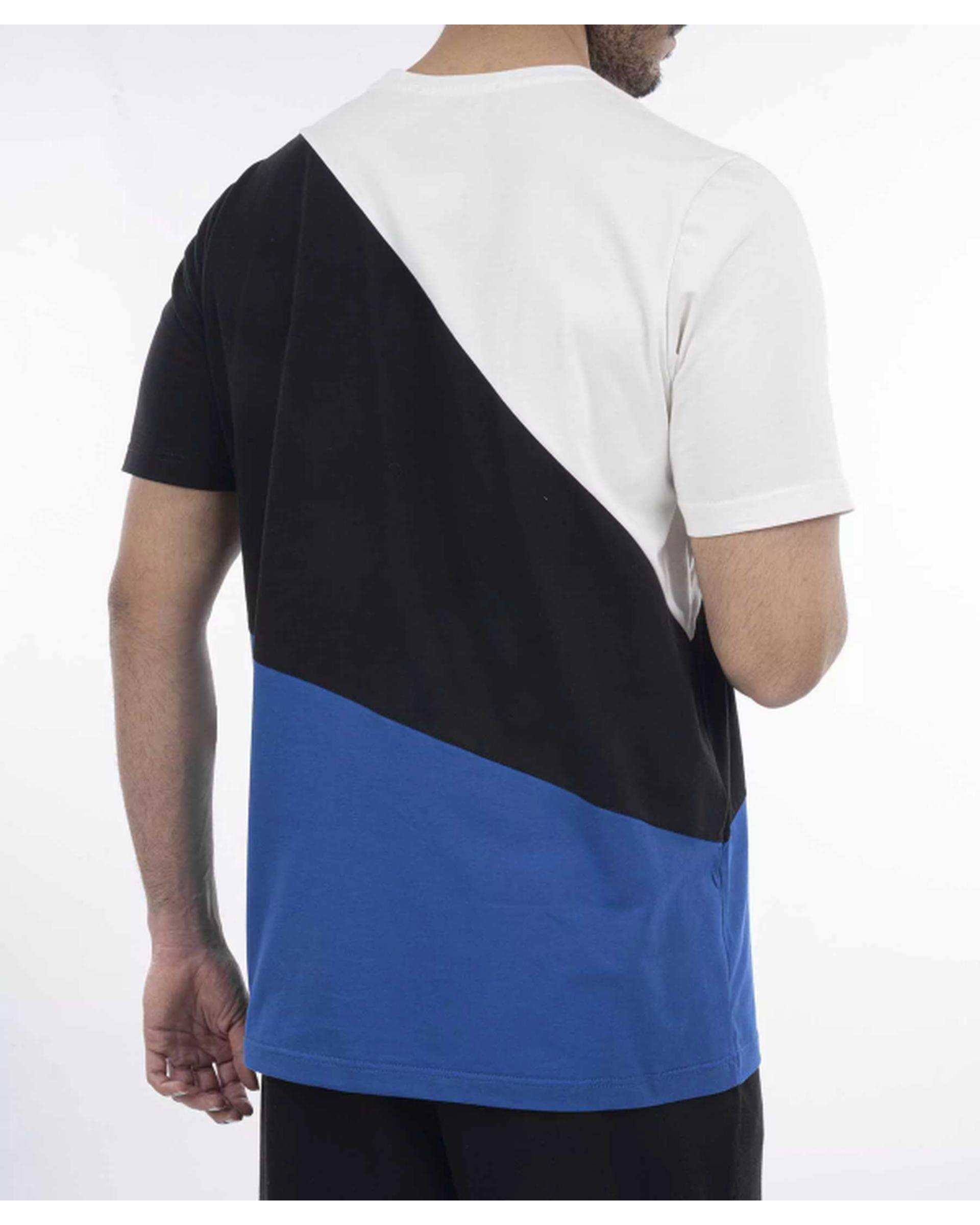 تی شرت مردانه ورزشی سفید آبی مل اند موژ Mel & Moj کد M08332-004