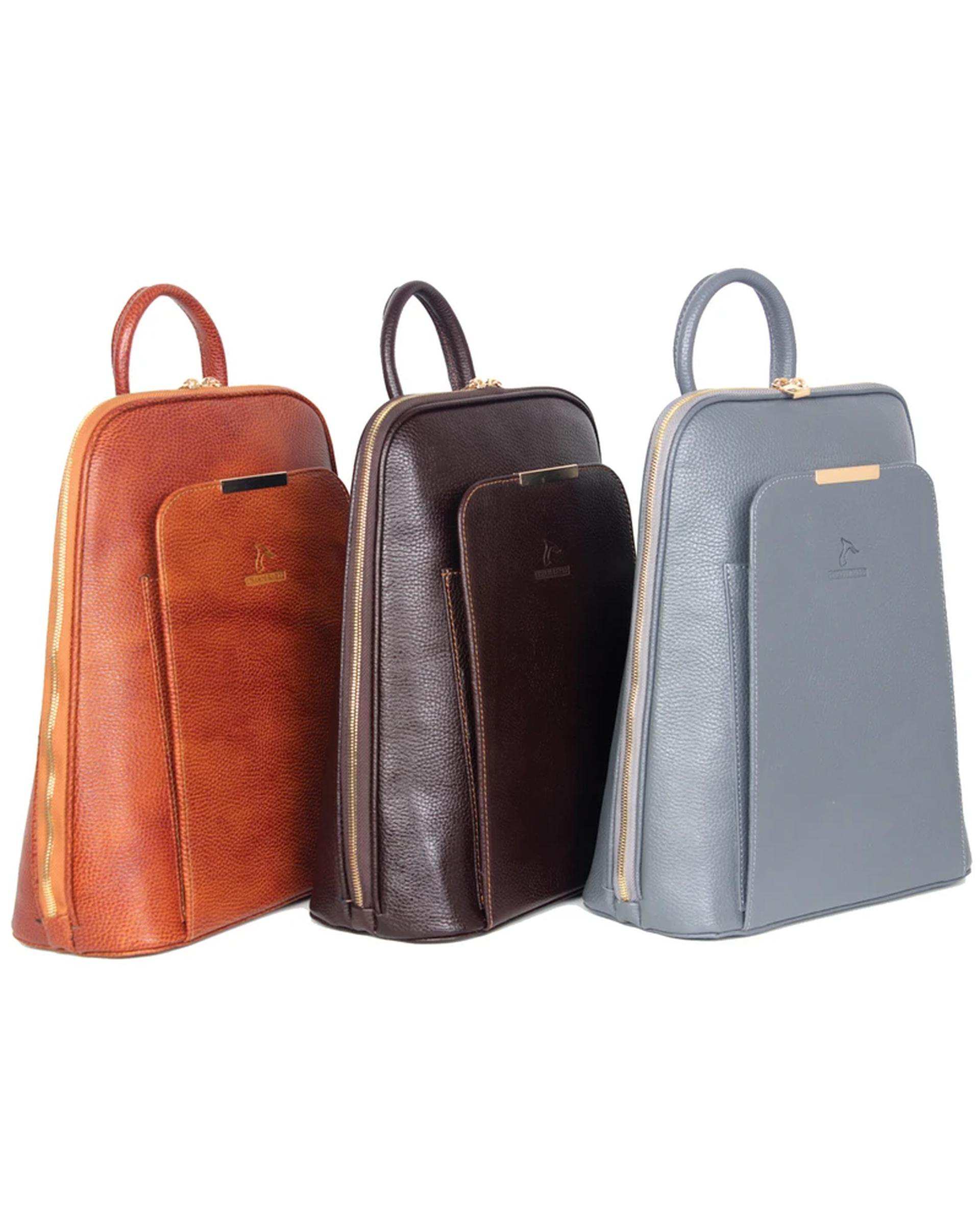 کوله پشتی زنانه طوسی چرم بارز Charm Barez مدل DZ65.1