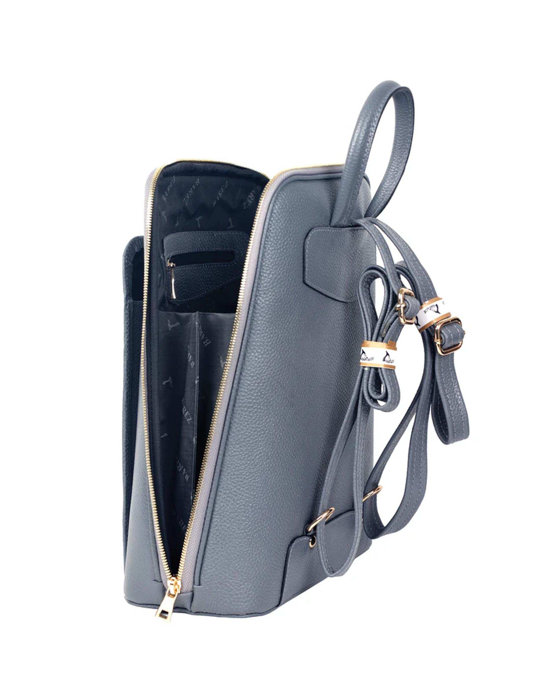 کوله پشتی زنانه طوسی چرم بارز Charm Barez مدل DZ65.1