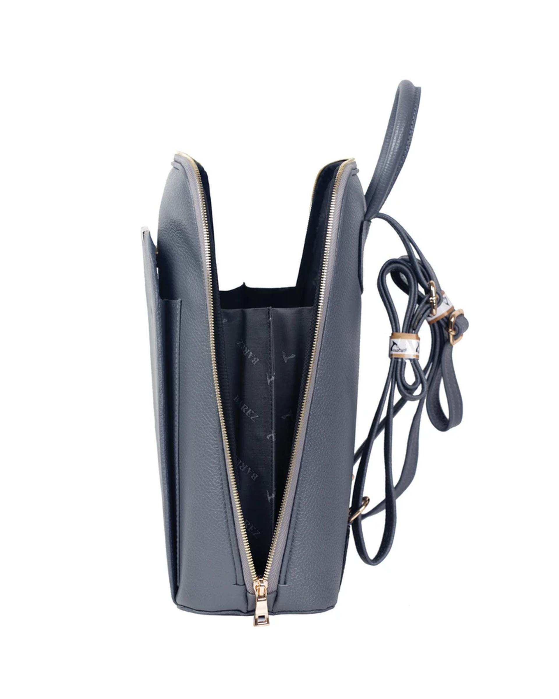 کوله پشتی زنانه طوسی چرم بارز Charm Barez مدل DZ65.1