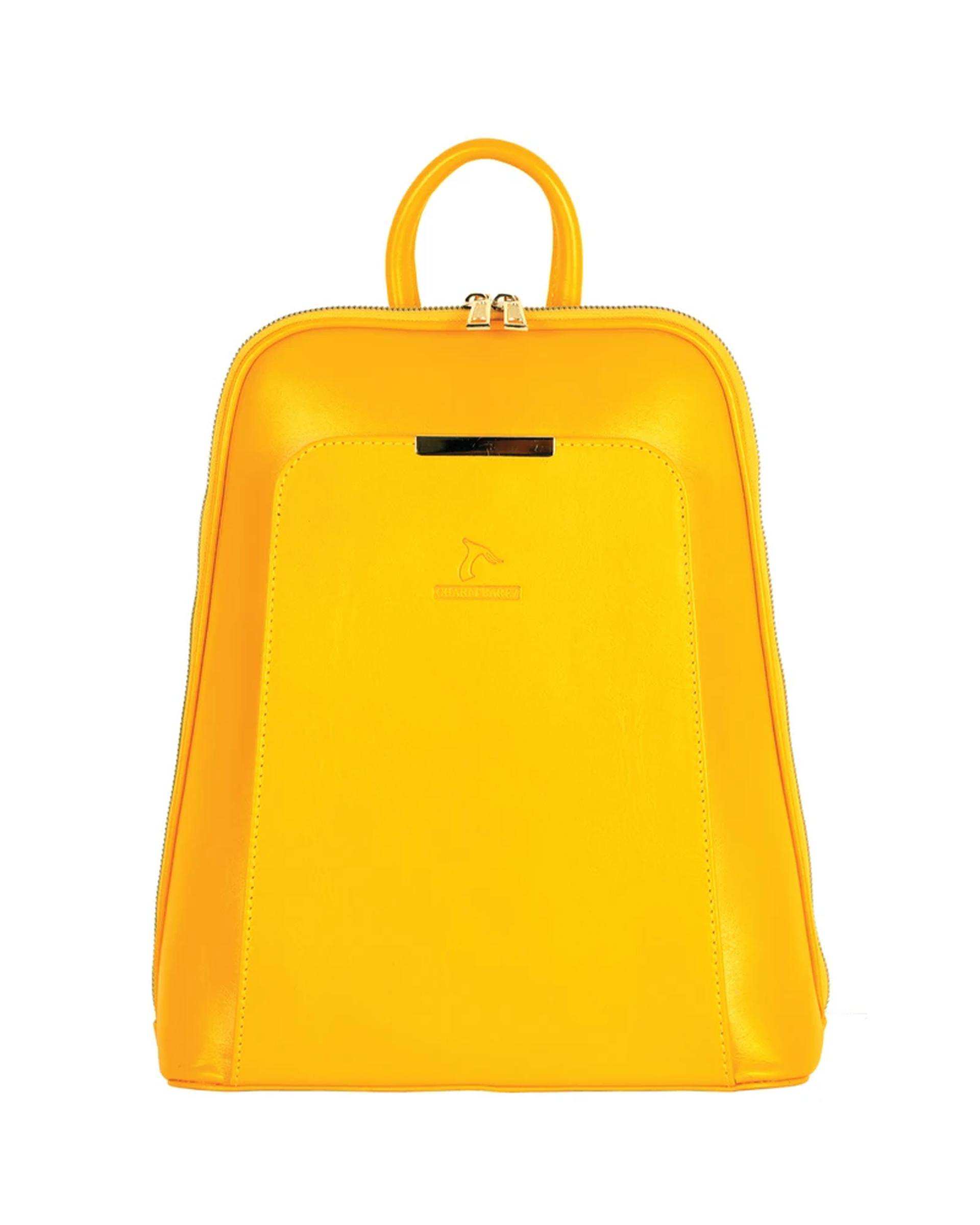 کوله پشتی زنانه زرد چرم بارز Charm Barez مدل DZ65