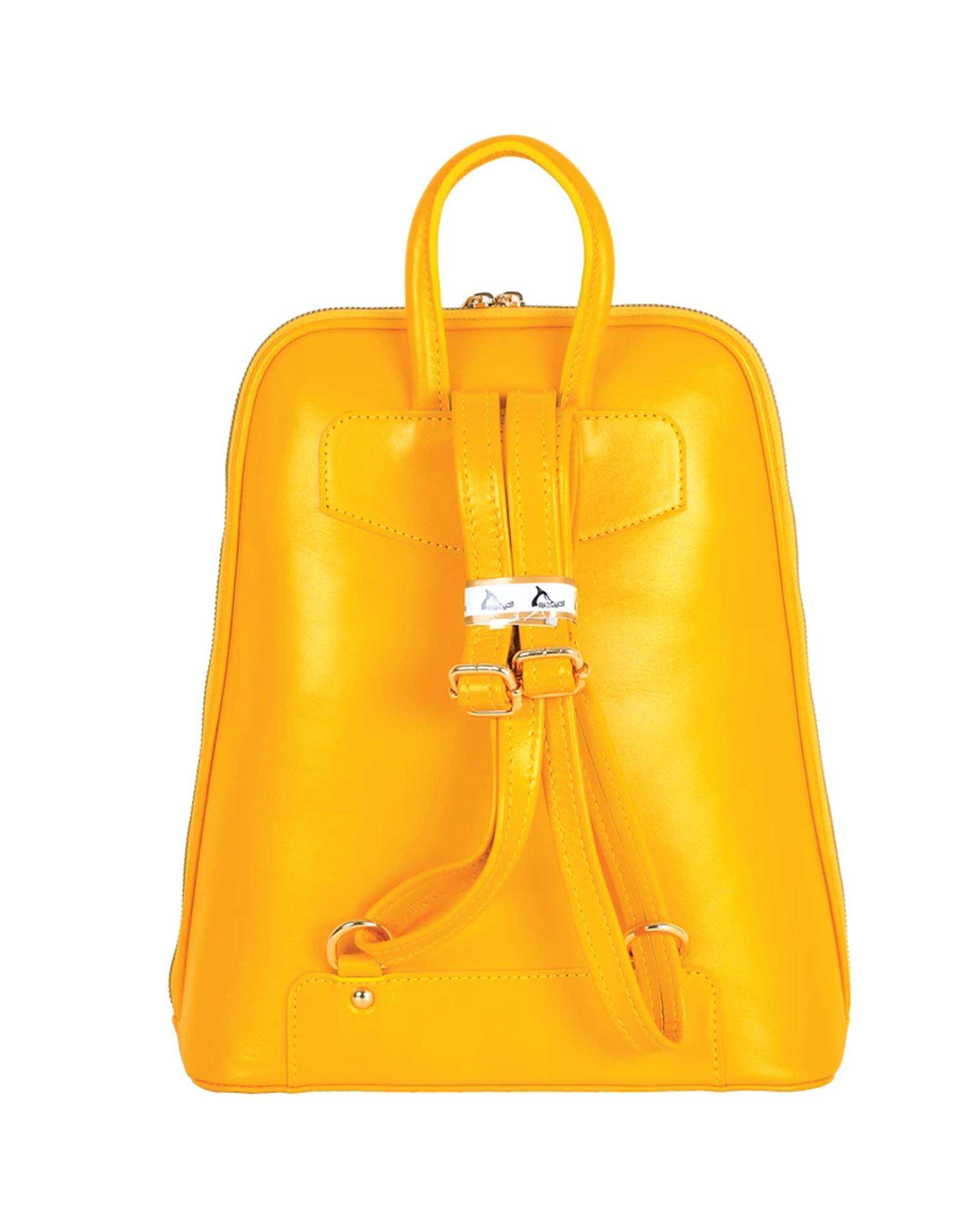 کوله پشتی زنانه زرد چرم بارز Charm Barez مدل DZ65