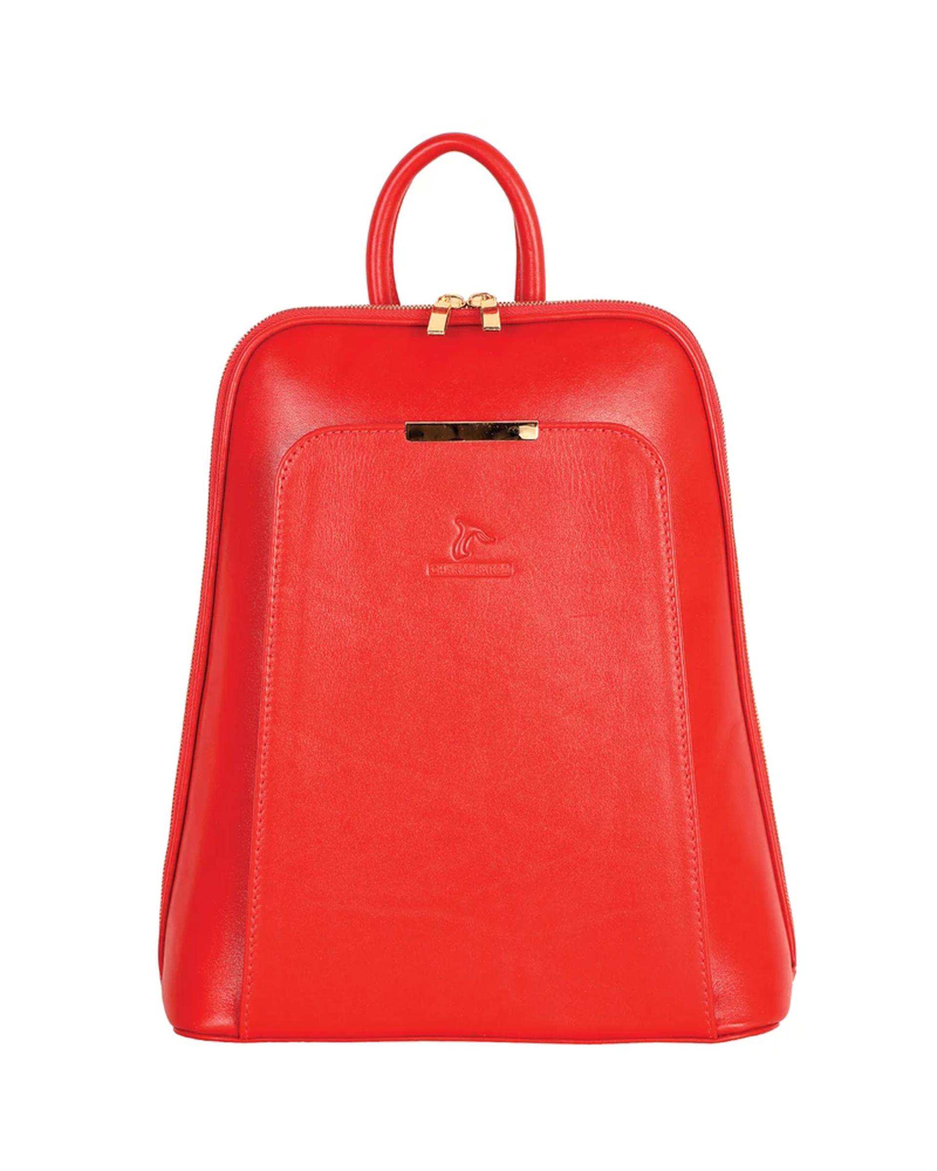 کوله پشتی زنانه قرمز چرم بارز Charm Barez مدل DZ65