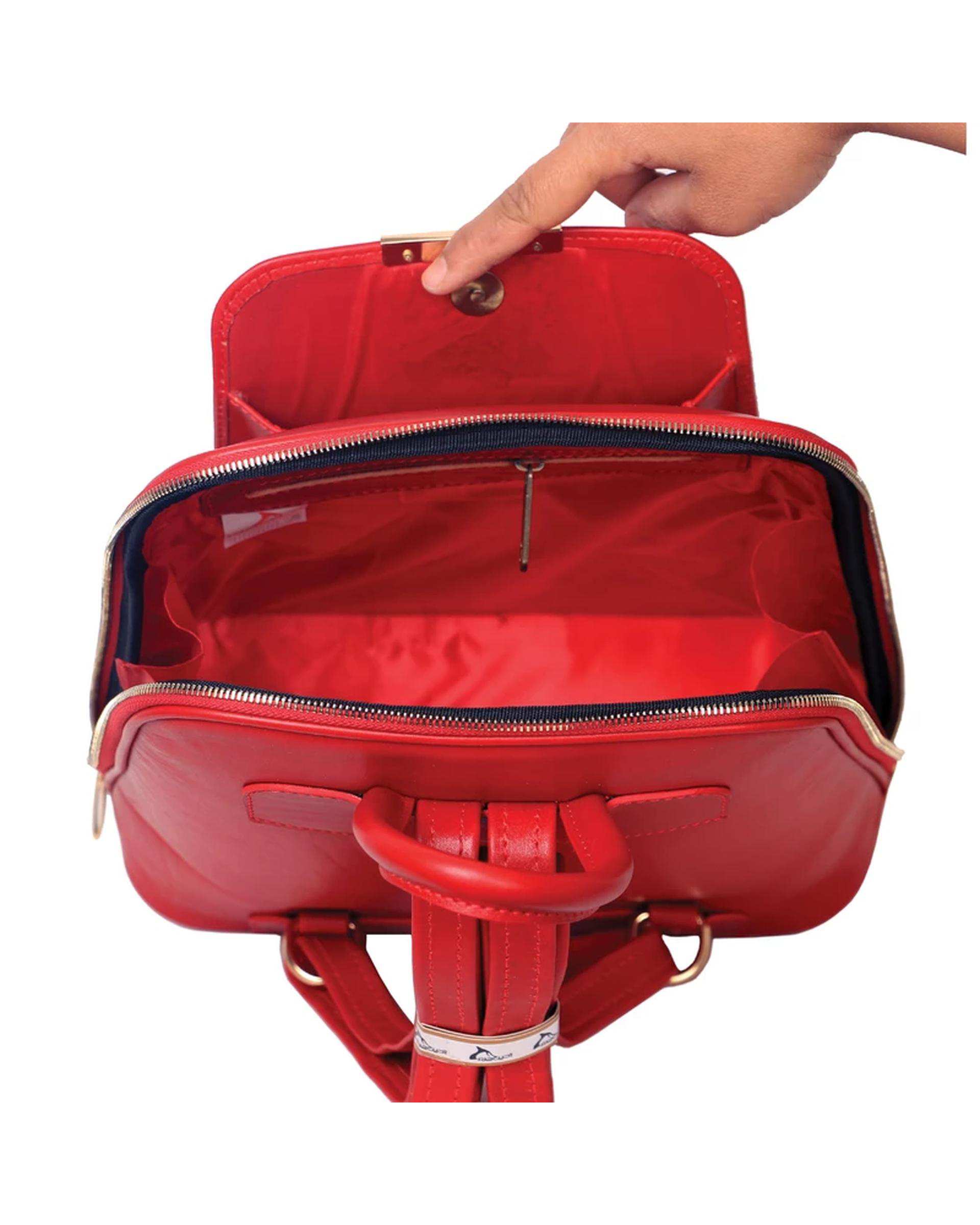 کوله پشتی زنانه قرمز چرم بارز Charm Barez مدل DZ65