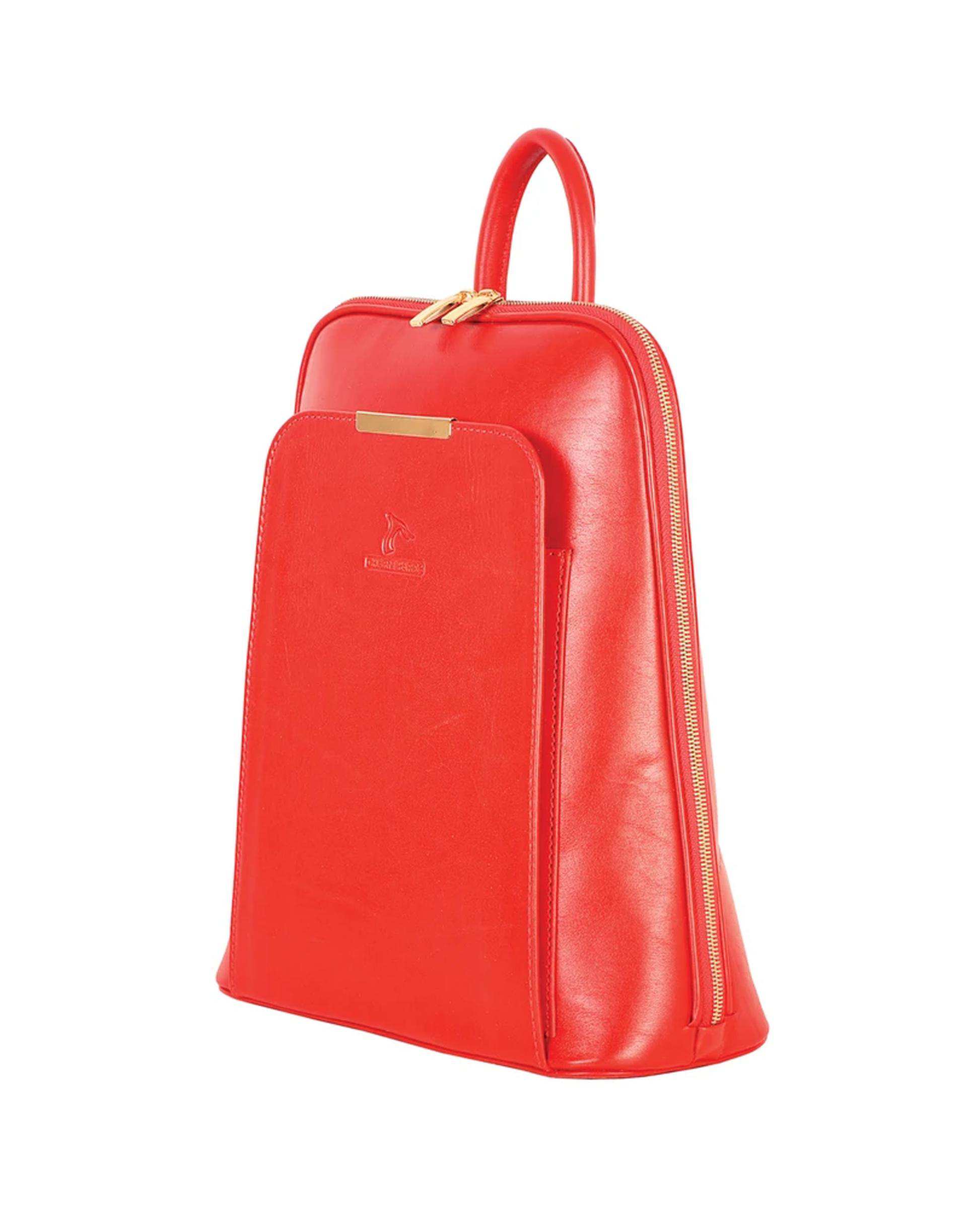 کوله پشتی زنانه قرمز چرم بارز Charm Barez مدل DZ65