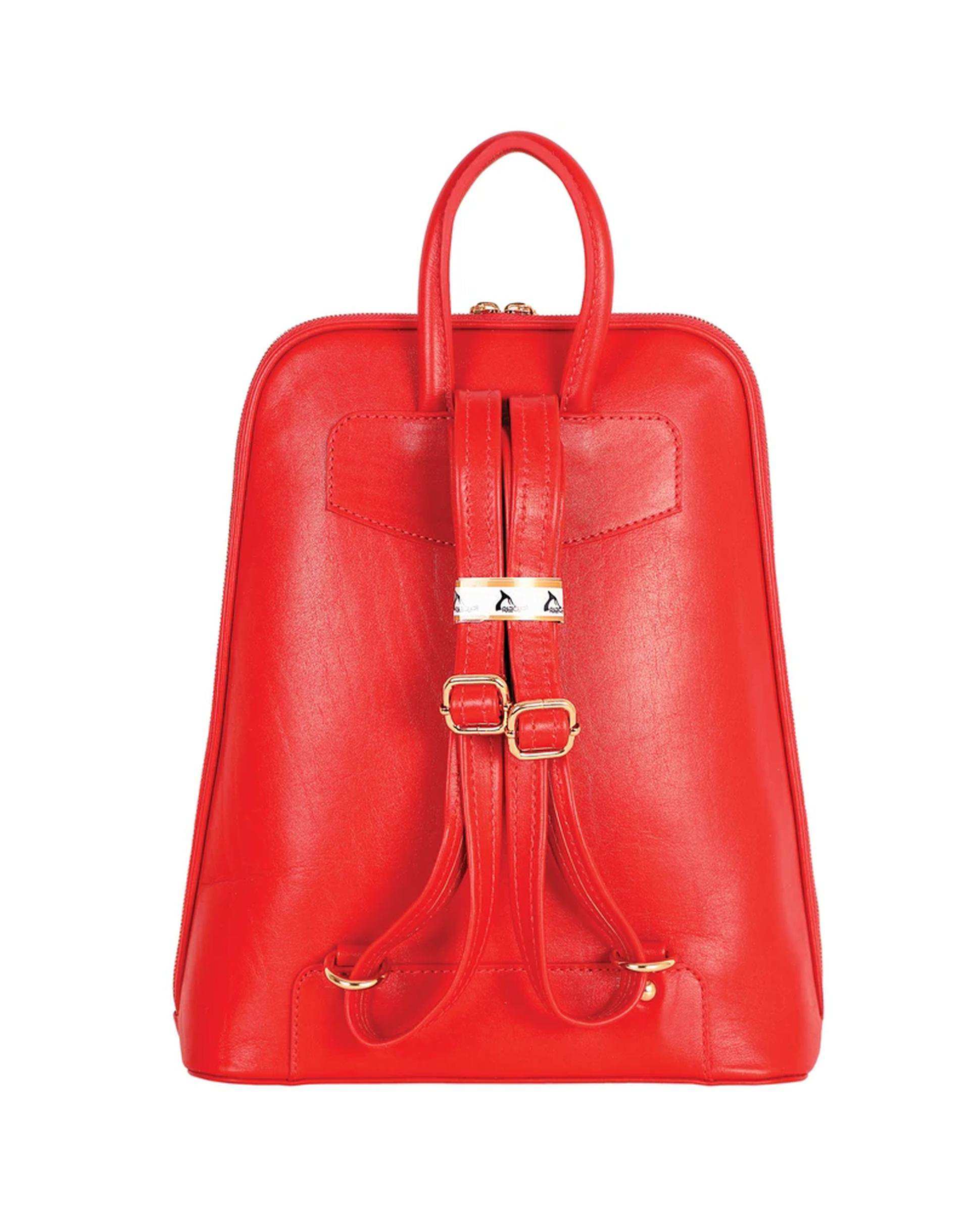 کوله پشتی زنانه قرمز چرم بارز Charm Barez مدل DZ65