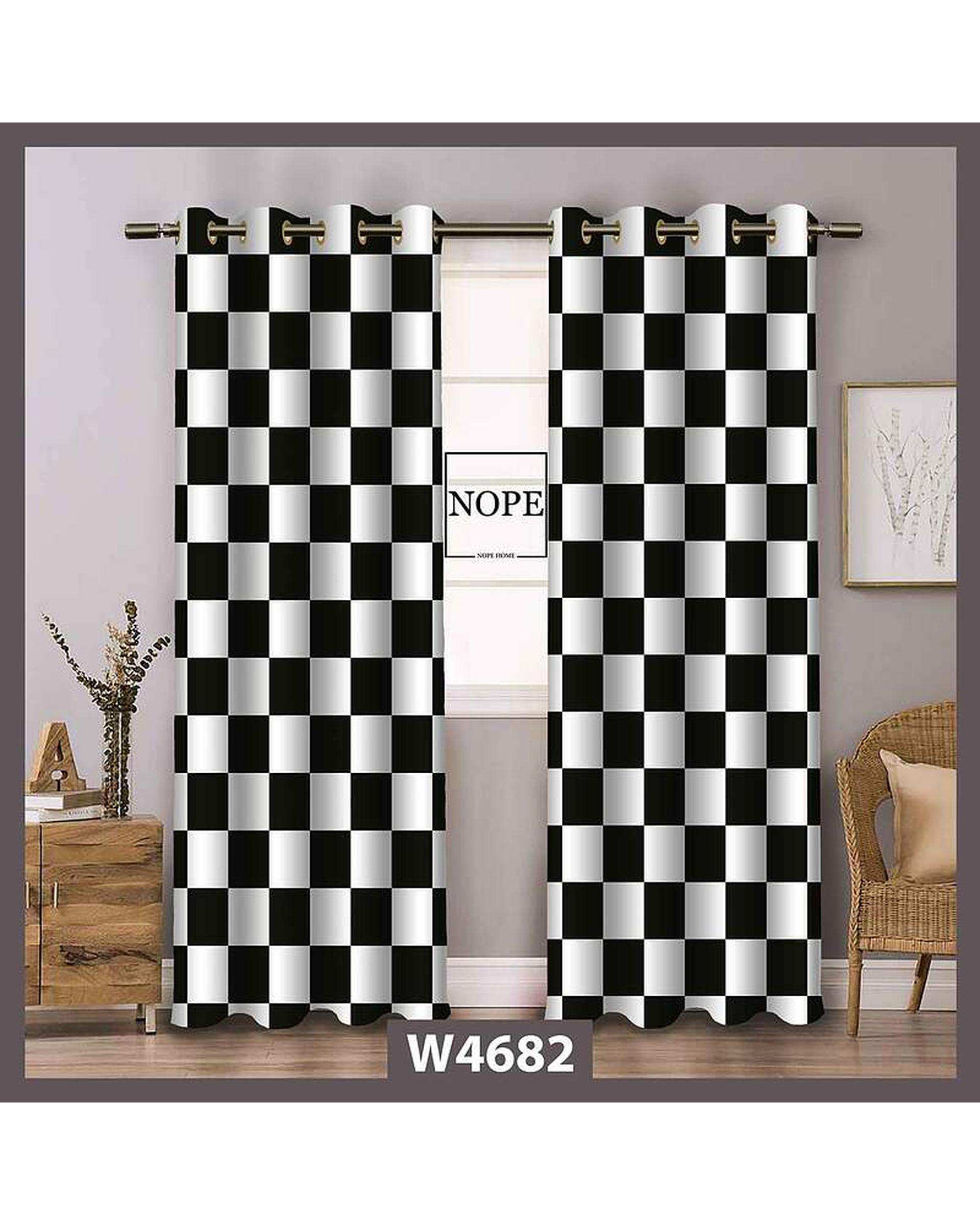 پرده مخمل نوپه هوم Nopehome مدل پانچی طرح شطرنجی ریز کد W4682