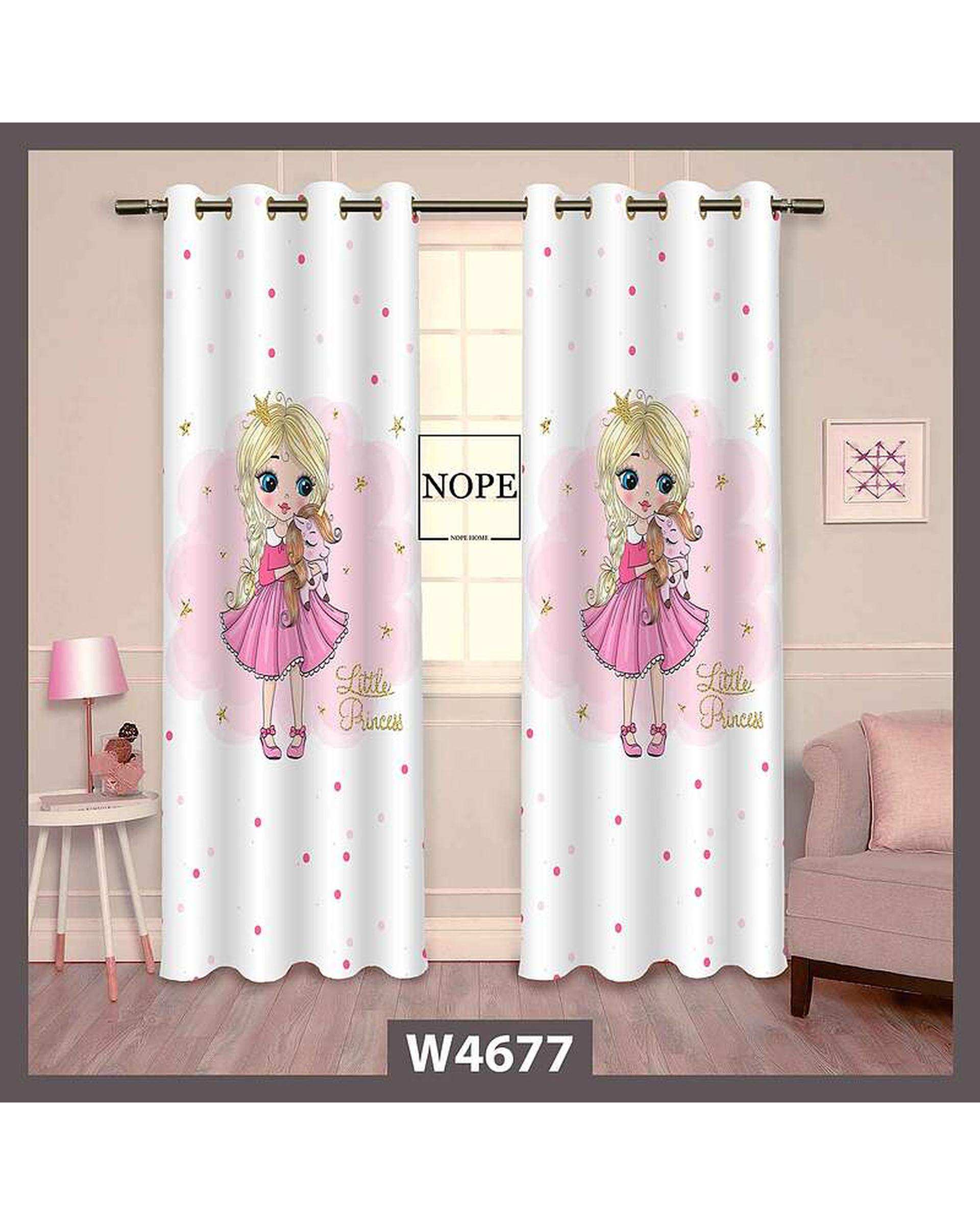 پرده کودک مخمل نوپه هوم Nopehome مدل پانچی طرح دختر کد W4677