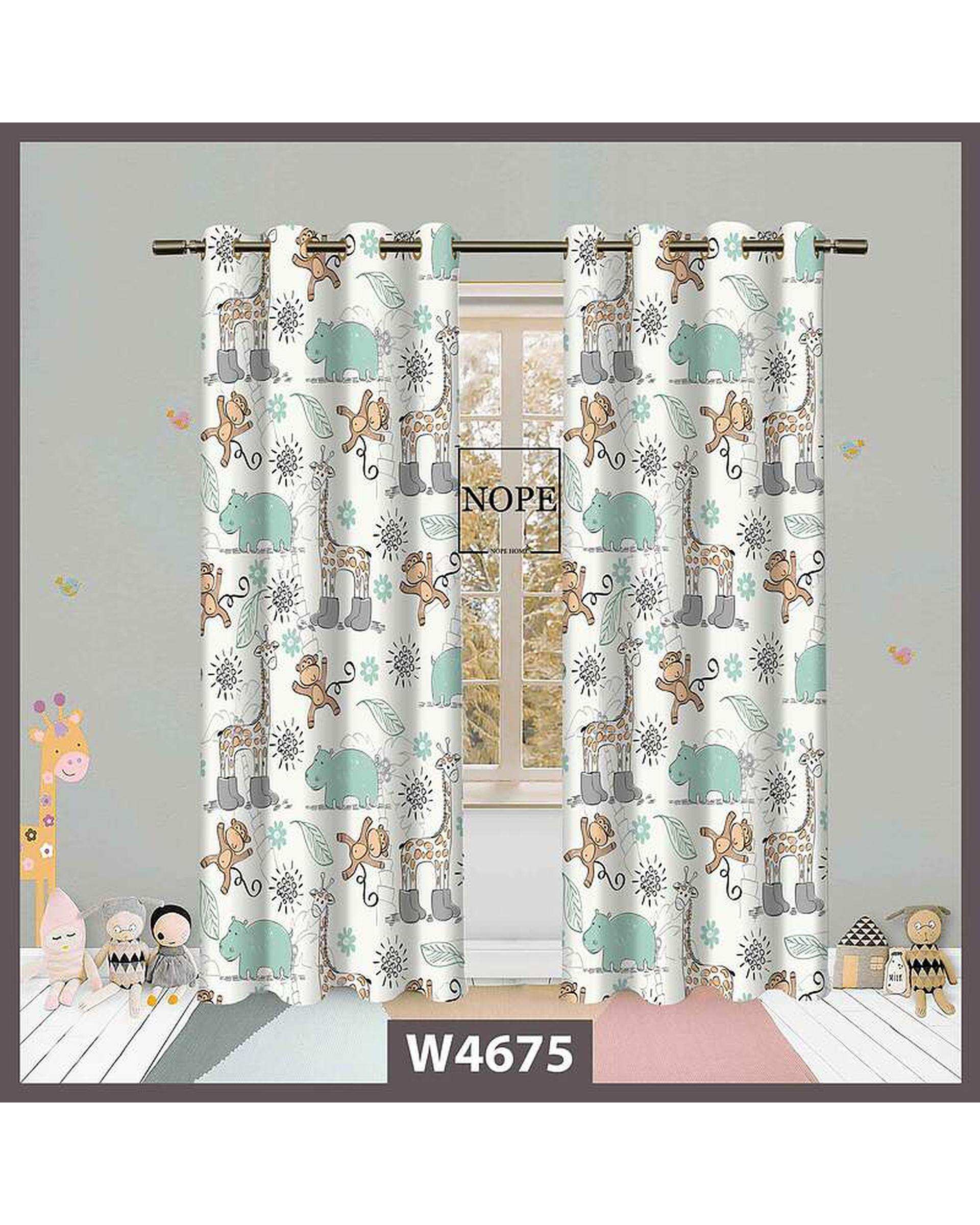 پرده کودک مخمل نوپه هوم Nopehome مدل پانچی طرح حیوانات کد W4675