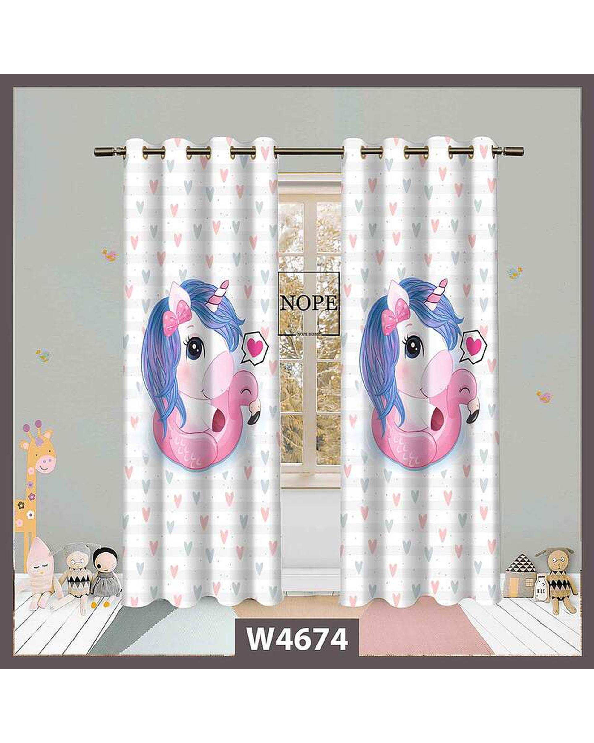 پرده کودک مخمل نوپه هوم Nopehome مدل پانچی طرح اسب تکشاخ کد W4674