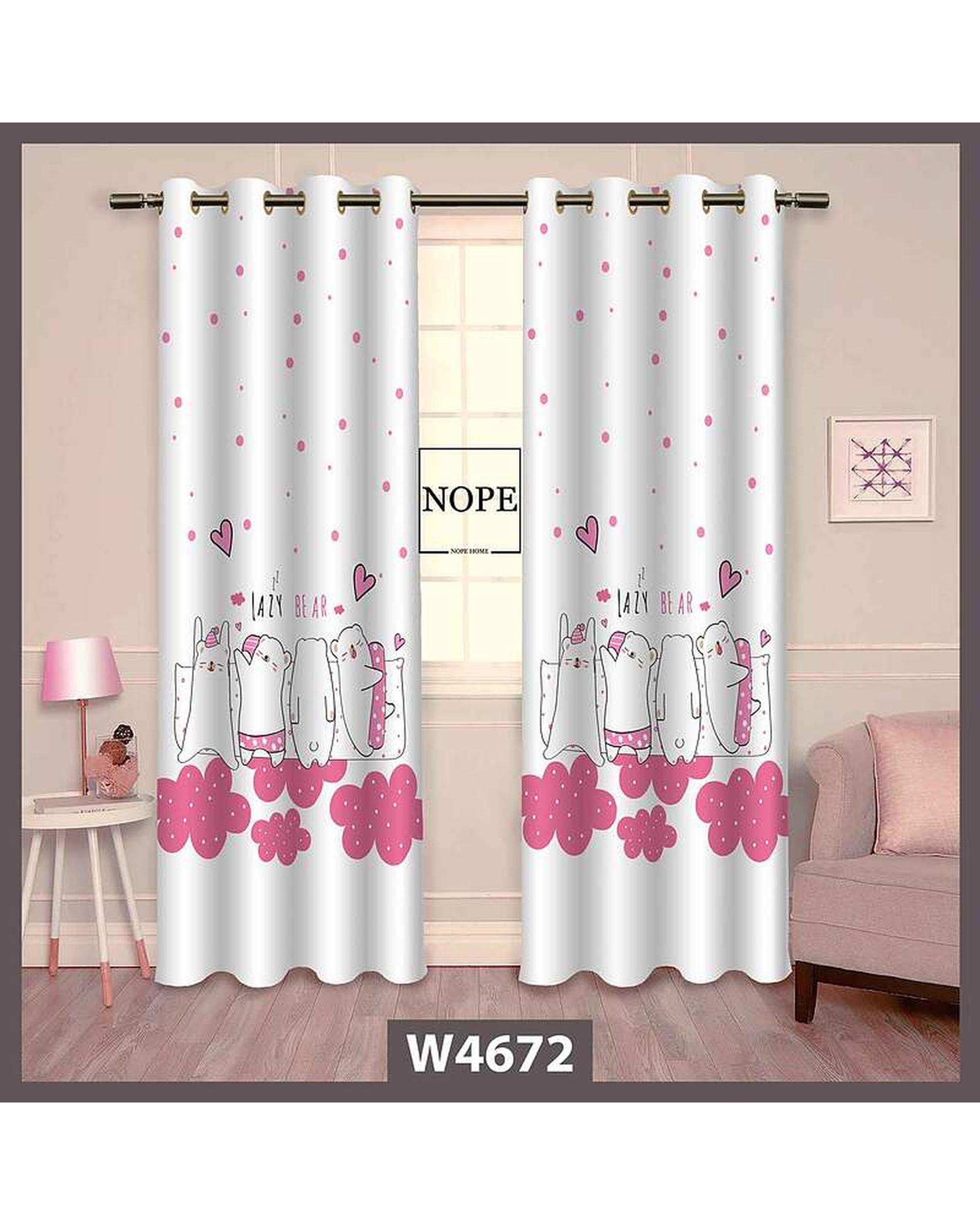 پرده کودک مخمل نوپه هوم Nopehome مدل پانچی طرح گربه کد W4672