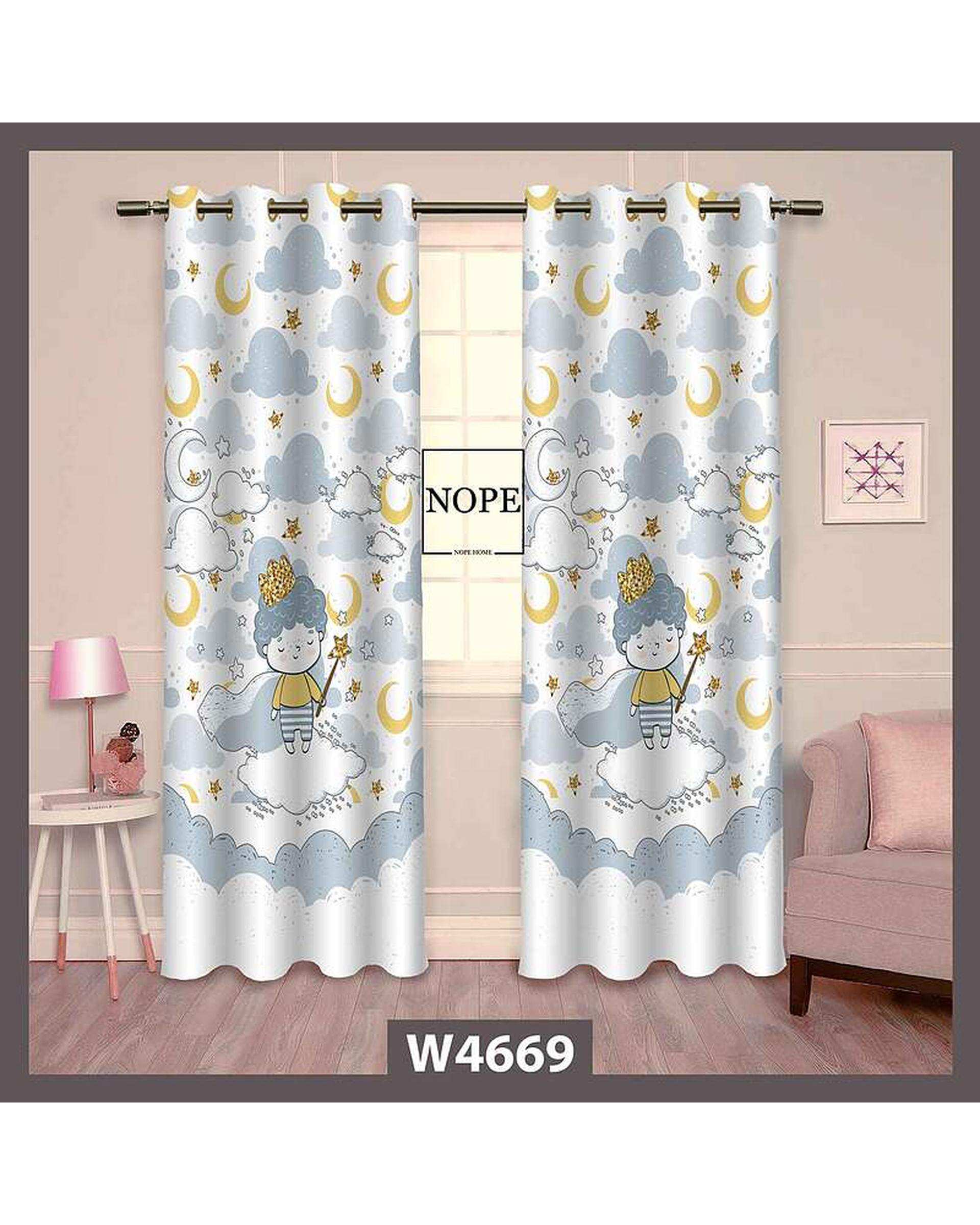 پرده کودک مخمل نوپه هوم Nopehome مدل پانچی طرح شازده کوچولو کد W4669
