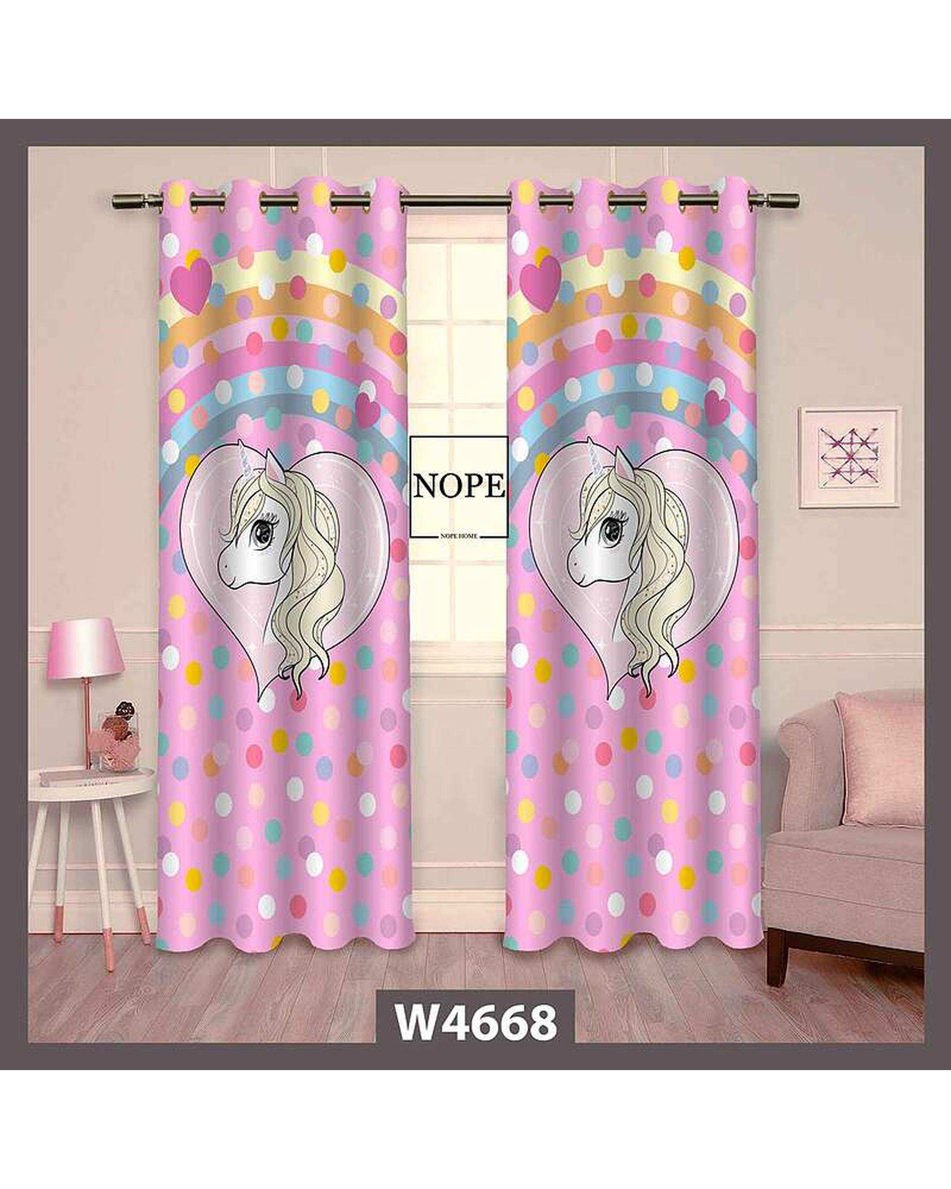 پرده کودک مخمل نوپه هوم Nopehome مدل پانچی طرح اسب تکشاخ کد W4668