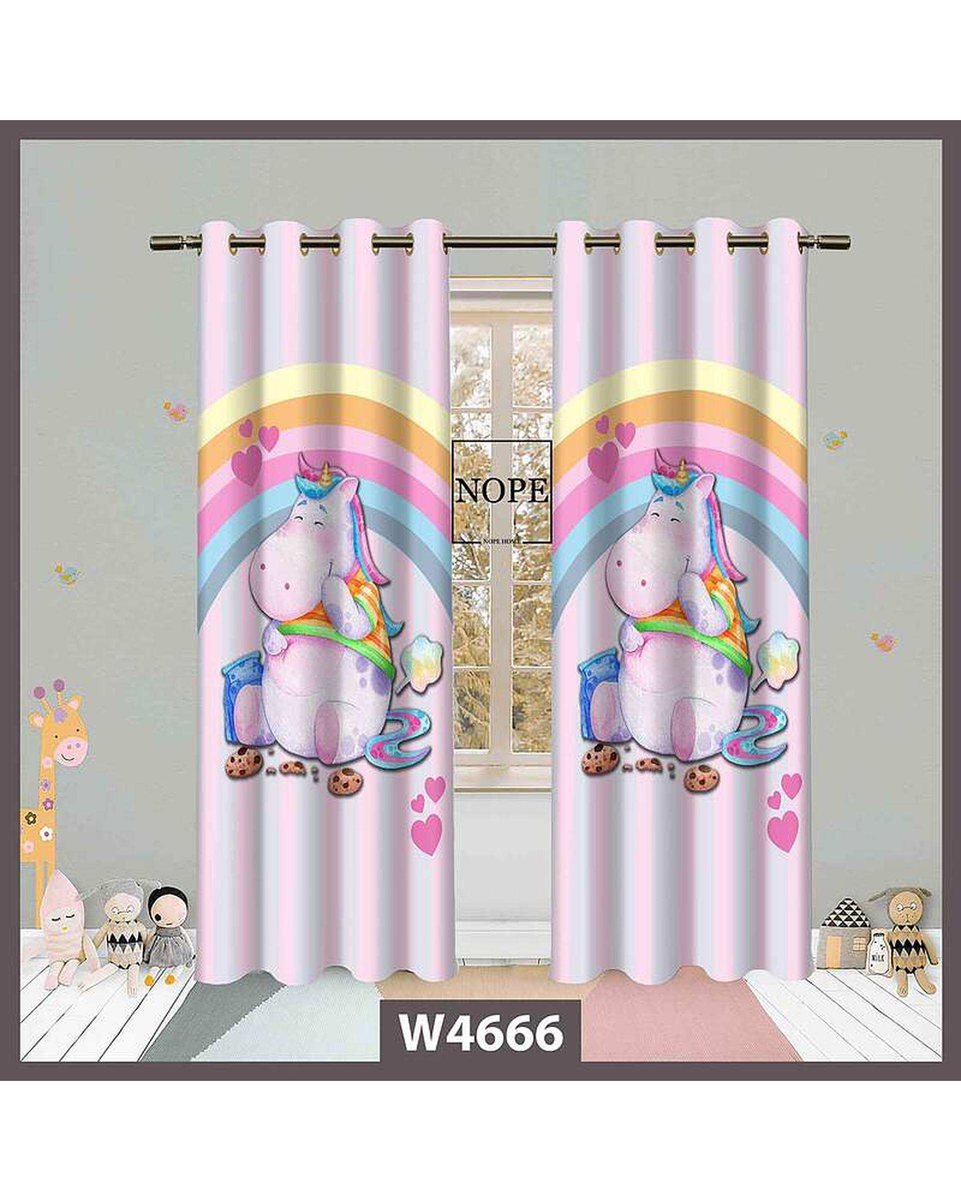 پرده کودک مخمل نوپه هوم Nopehome مدل پانچی طرح اسب تکشاخ کد W4666