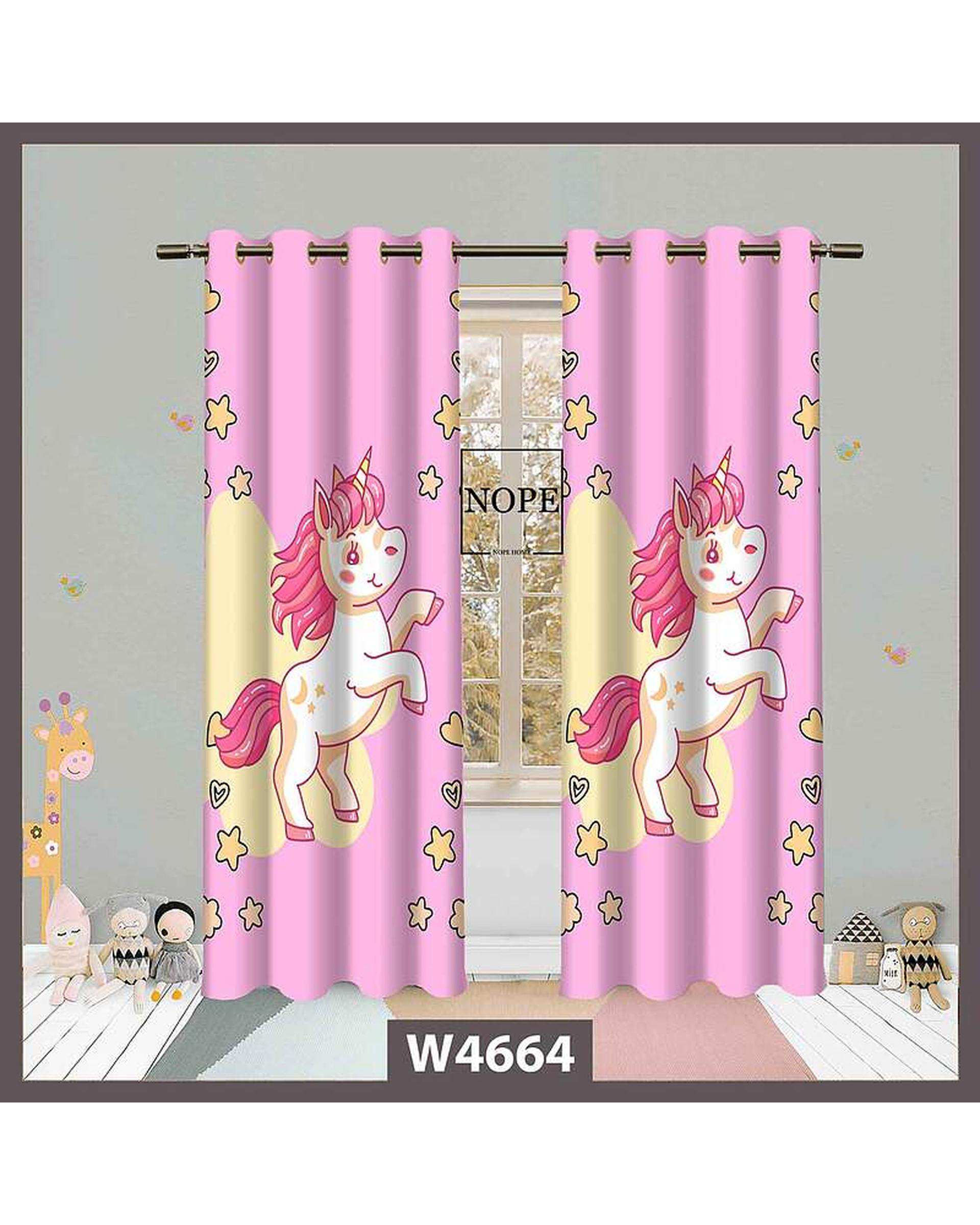 پرده کودک مخمل نوپه هوم Nopehome مدل پانچی طرح اسب تکشاخ کد W4664