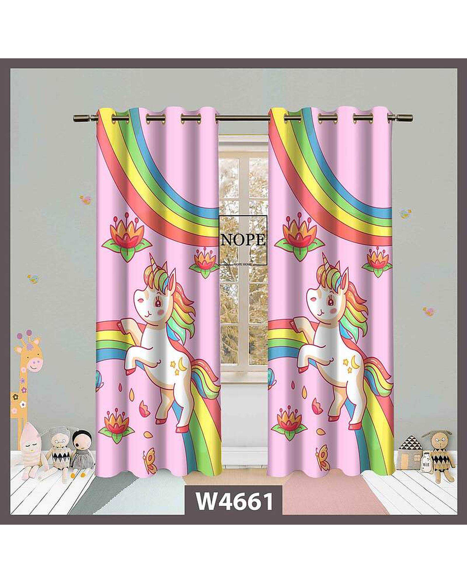 پرده کودک مخمل نوپه هوم Nopehome مدل پانچی طرح اسب تکشاخ کد W4661