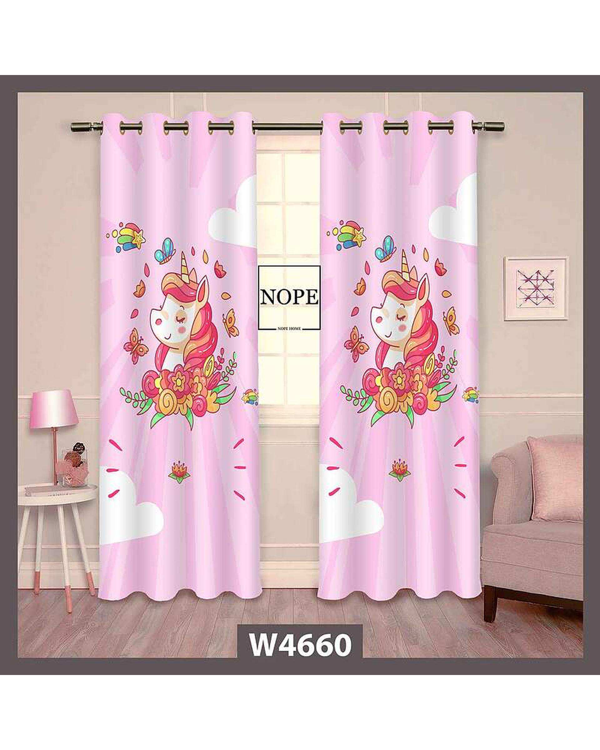 پرده کودک مخمل نوپه هوم Nopehome مدل پانچی طرح اسب تکشاخ کد W4660