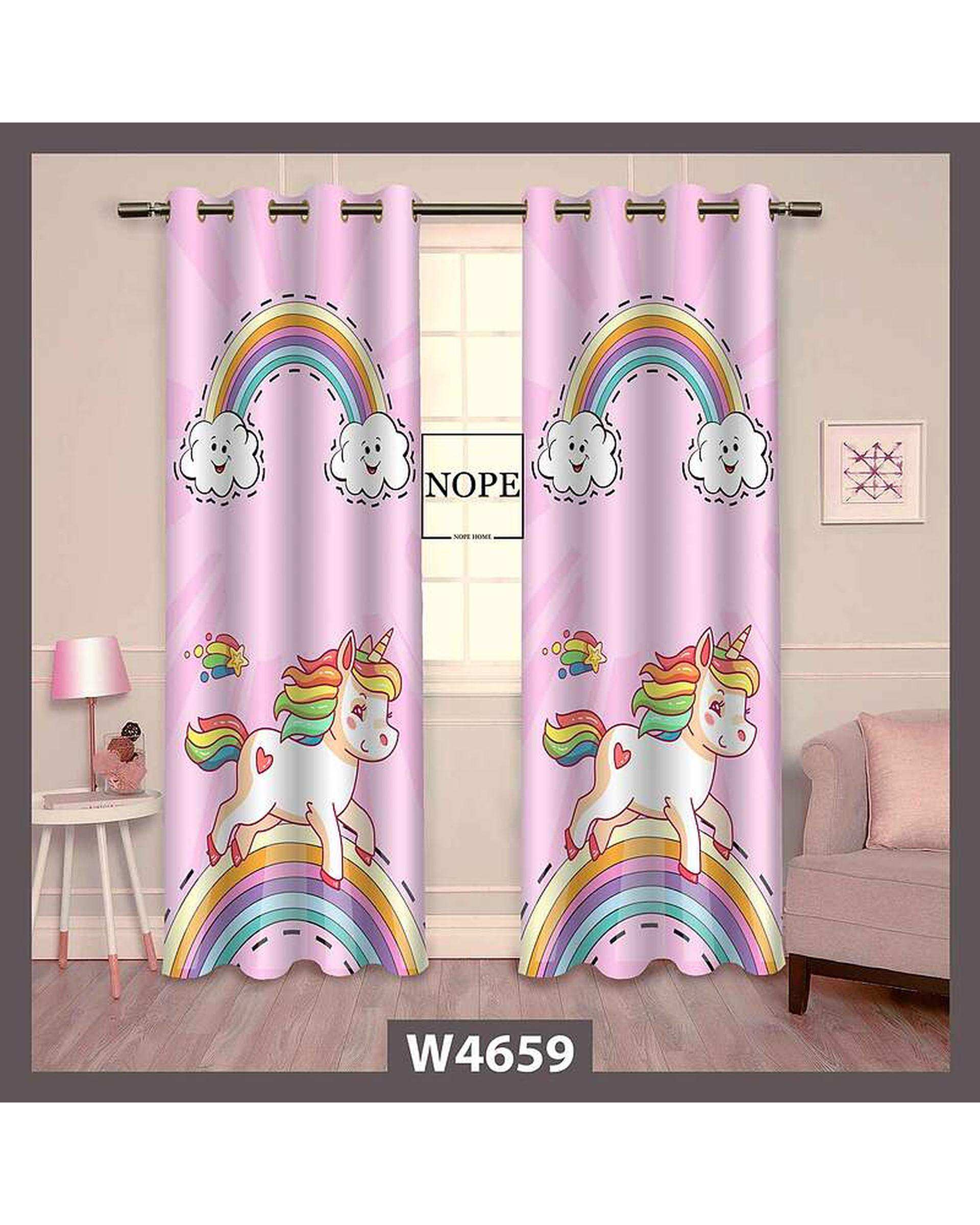 پرده کودک مخمل نوپه هوم Nopehome مدل پانچی طرح اسب تکشاخ کد W4659