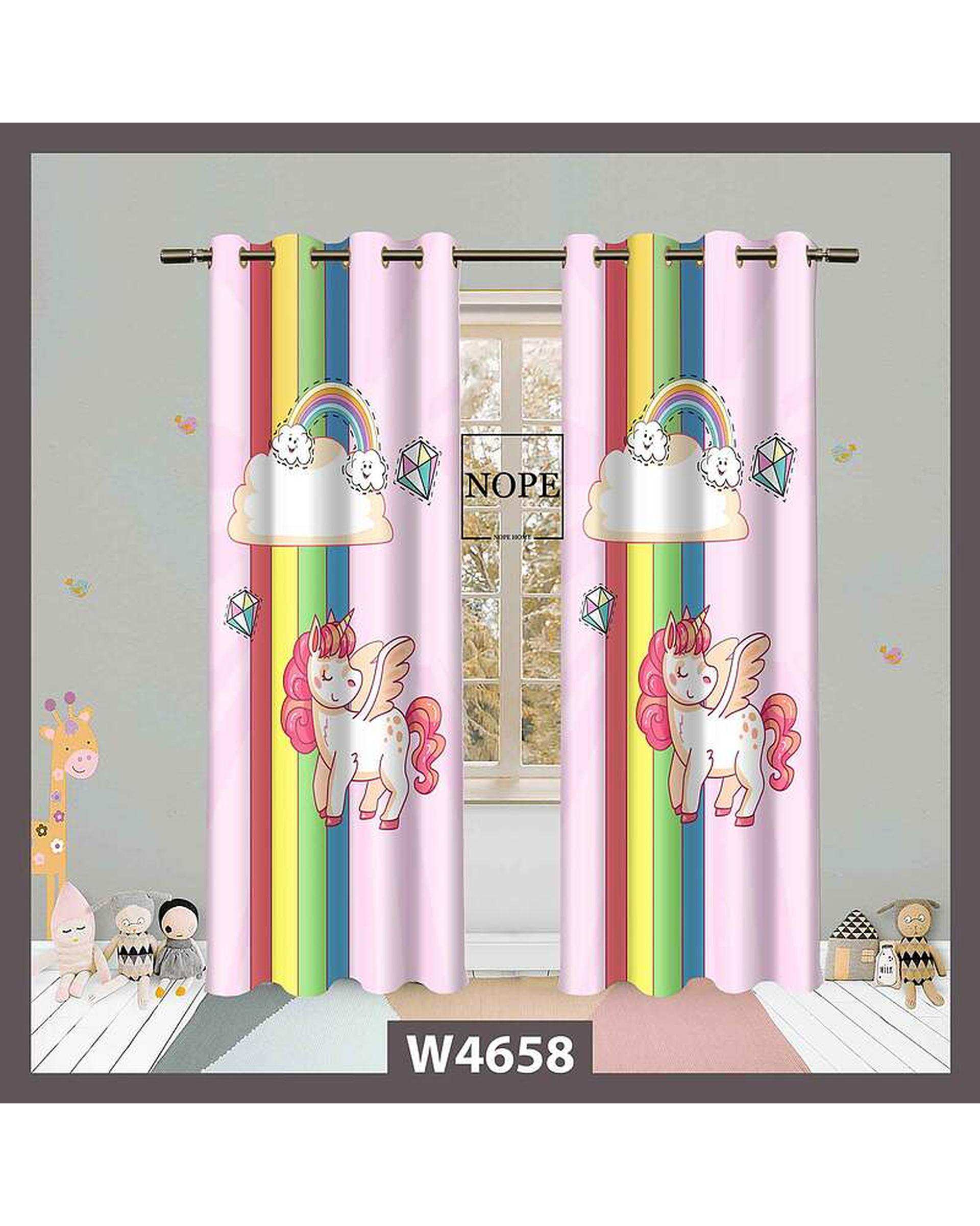 پرده کودک مخمل نوپه هوم Nopehome مدل پانچی طرح اسب تکشاخ کد W4658