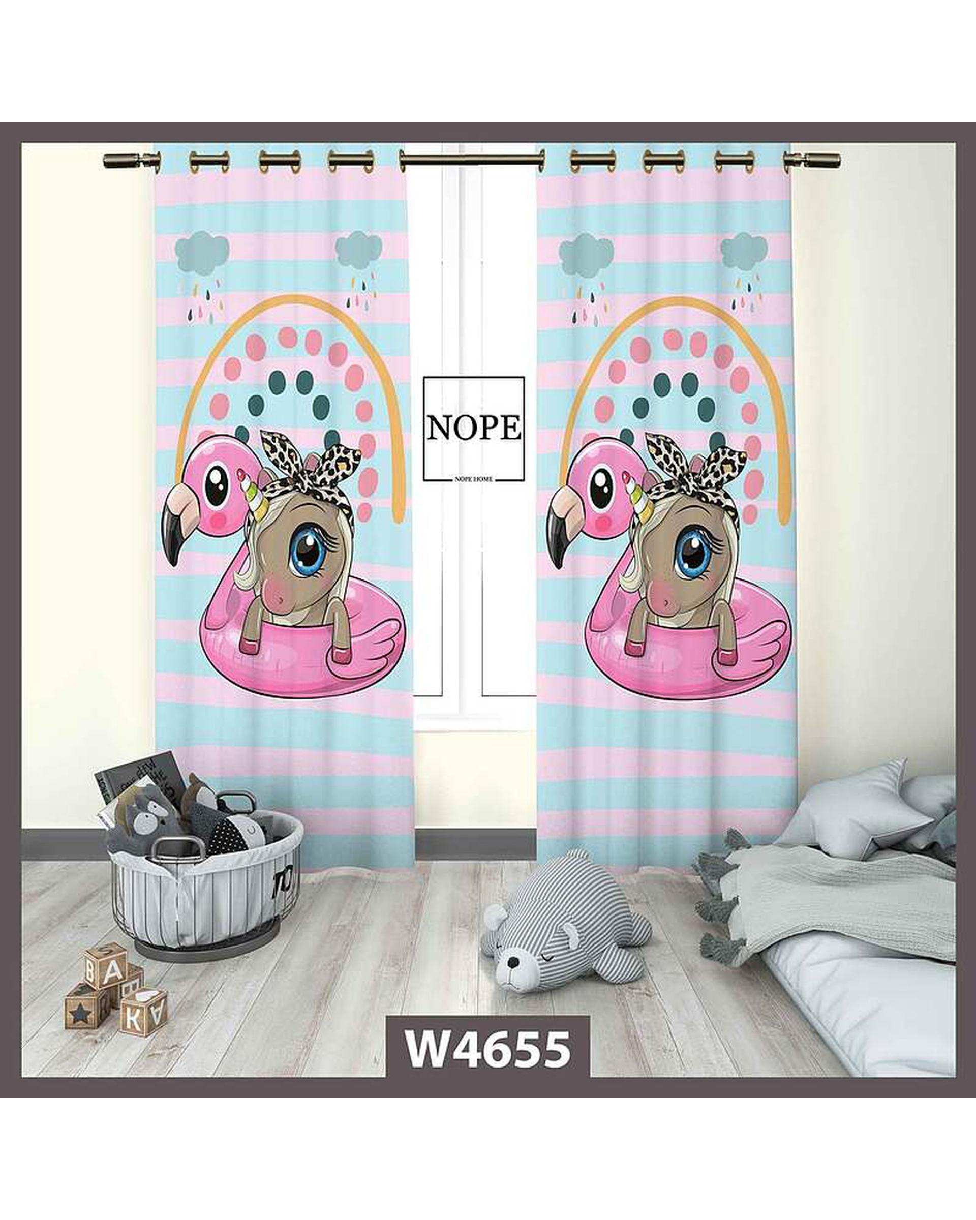 پرده کودک مخمل نوپه هوم Nopehome مدل پانچی طرح اسب تکشاخ کد W4655