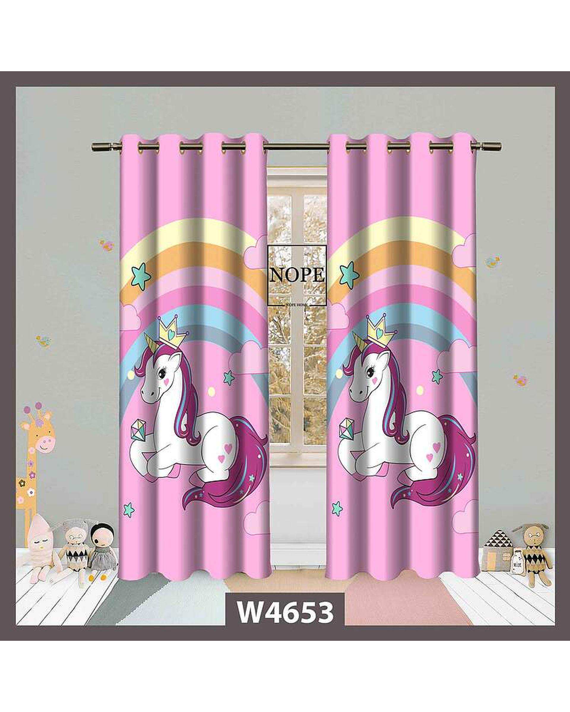 پرده کودک مخمل نوپه هوم Nopehome مدل پانچی طرح اسب تکشاخ کد W4653