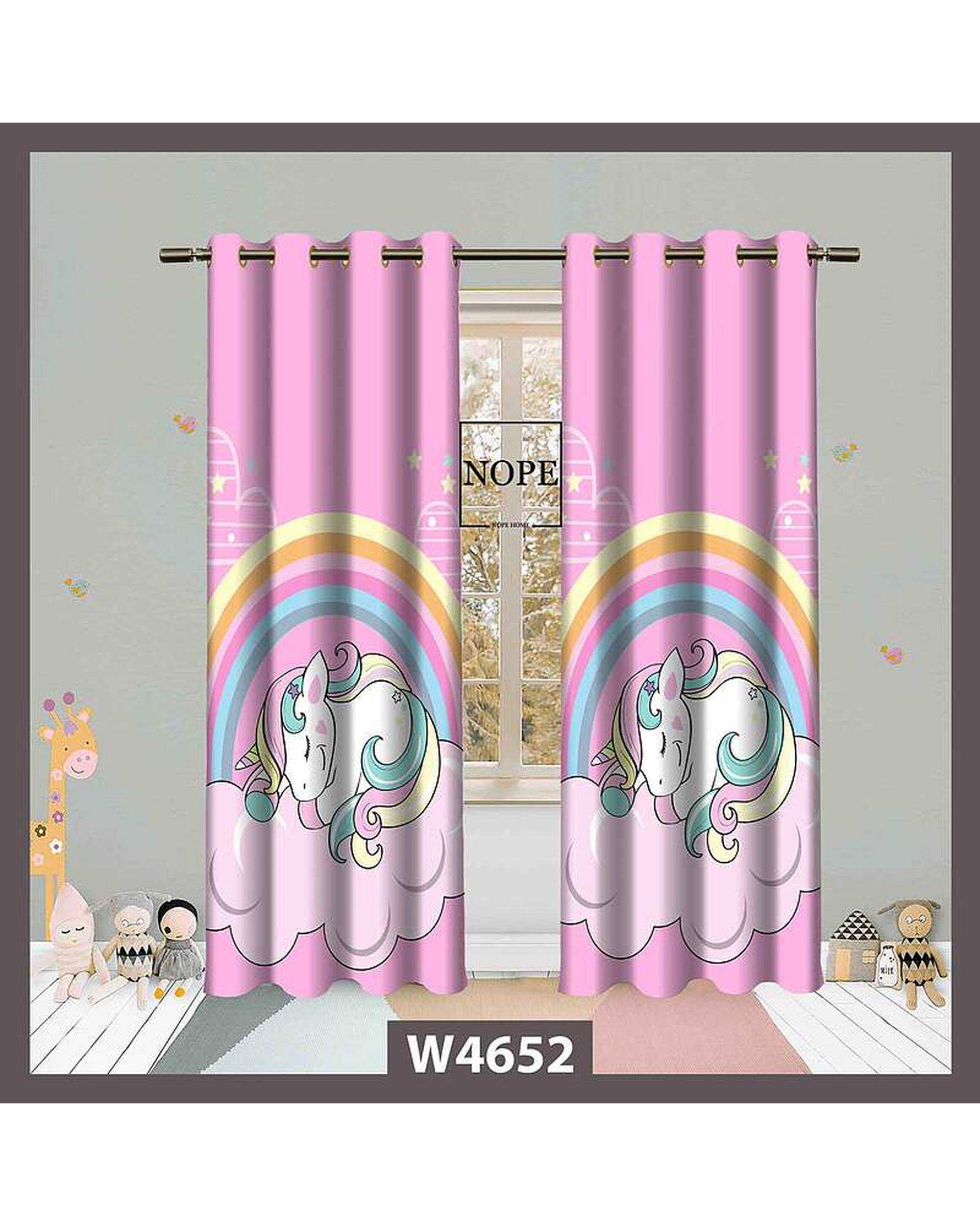 پرده کودک مخمل نوپه هوم Nopehome مدل پانچی طرح اسب تکشاخ کد W4652